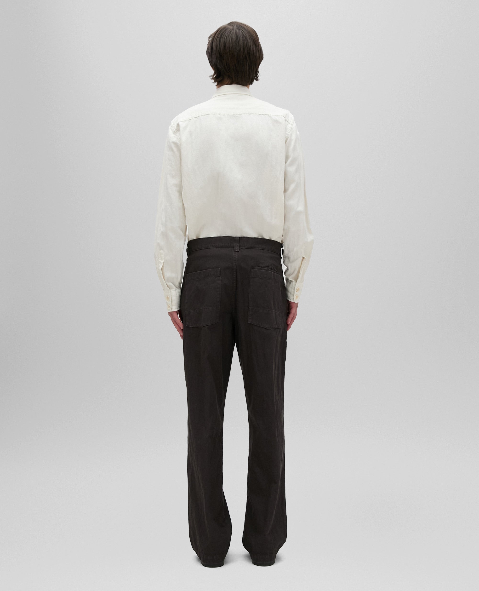 PANTALÃN LAB IN DE LONA RÃSTICA DE ALGODÃN Y LINO - MARRON - ASPESI