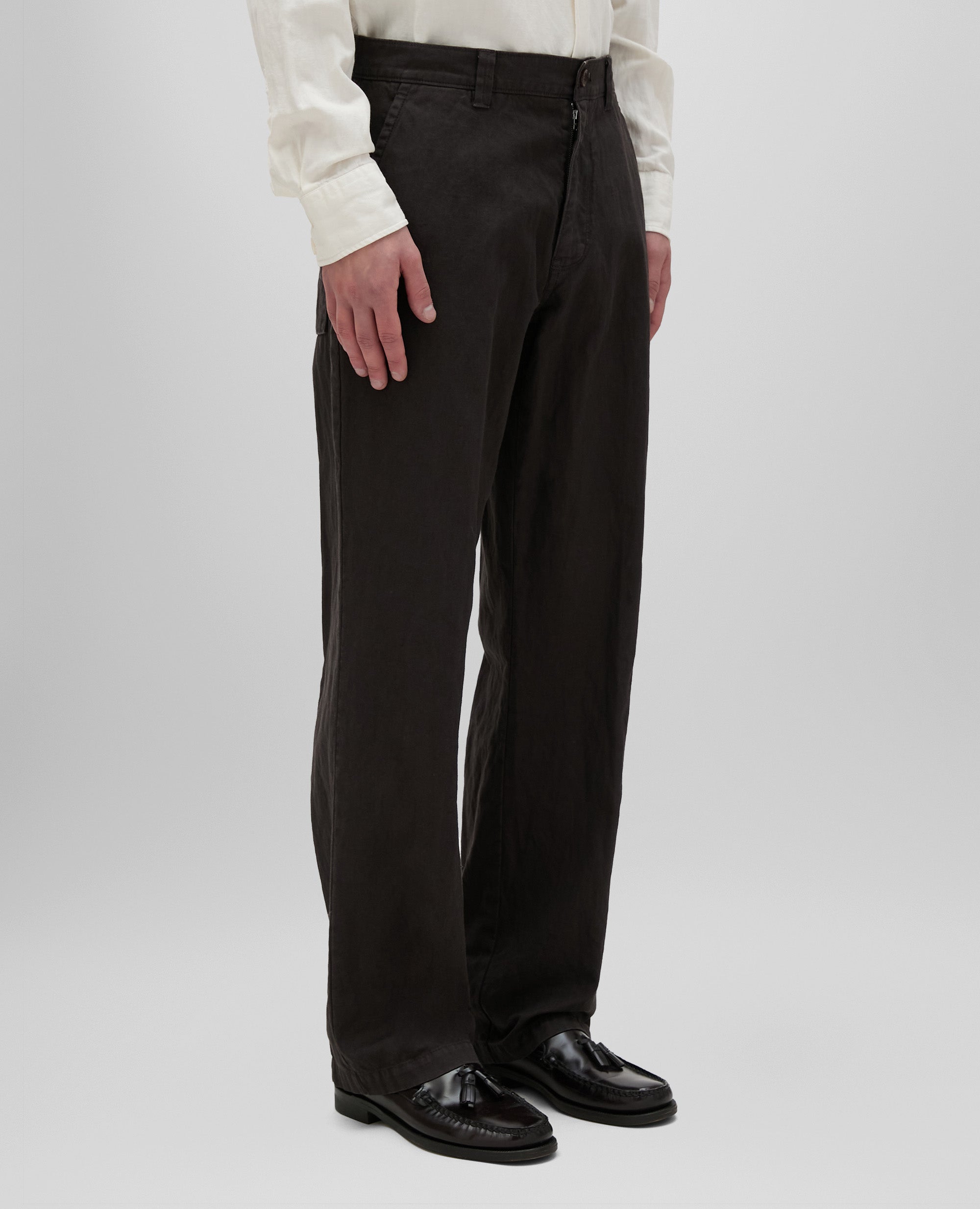 PANTALÃN LAB IN DE LONA RÃSTICA DE ALGODÃN Y LINO - MARRON - ASPESI