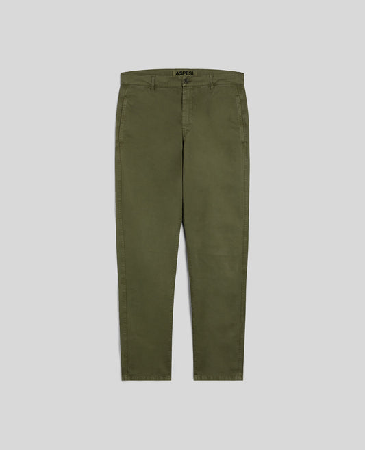 PANTALON CHINO EN GABARDINE DE COTON - VERT - ASPESI