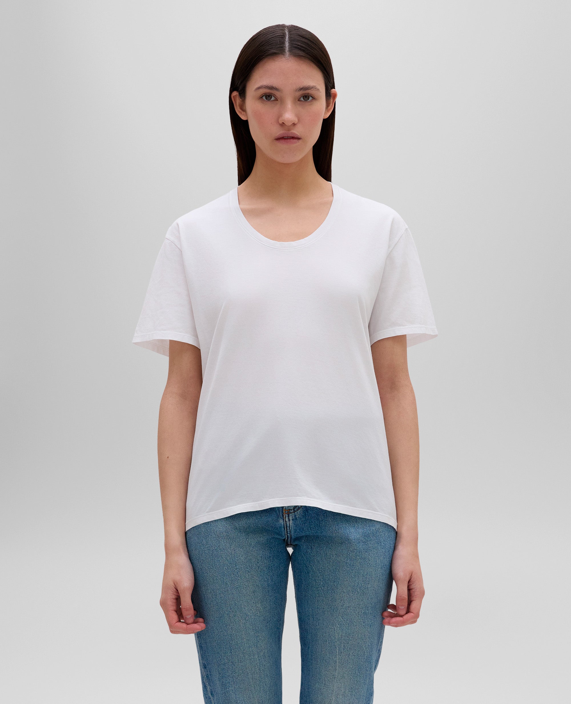 T-SHIRT IN JERSEY DI COTONE-BIANCO-WHITE-BLANCO-WEISS-BLANC