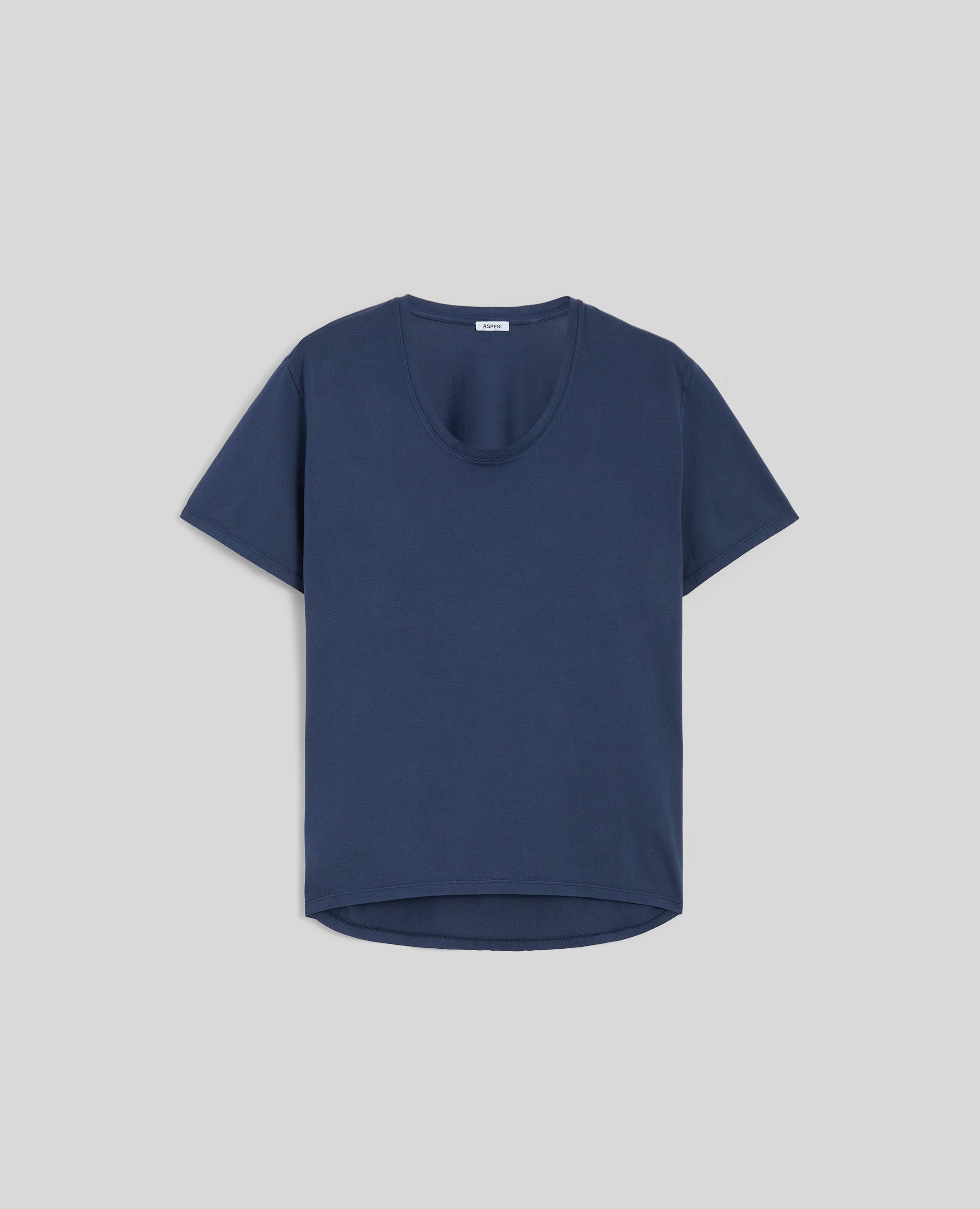 T-SHIRT IN JERSEY DI COTONE-BLU-BLUE-AZUL-BLAU-BLEU