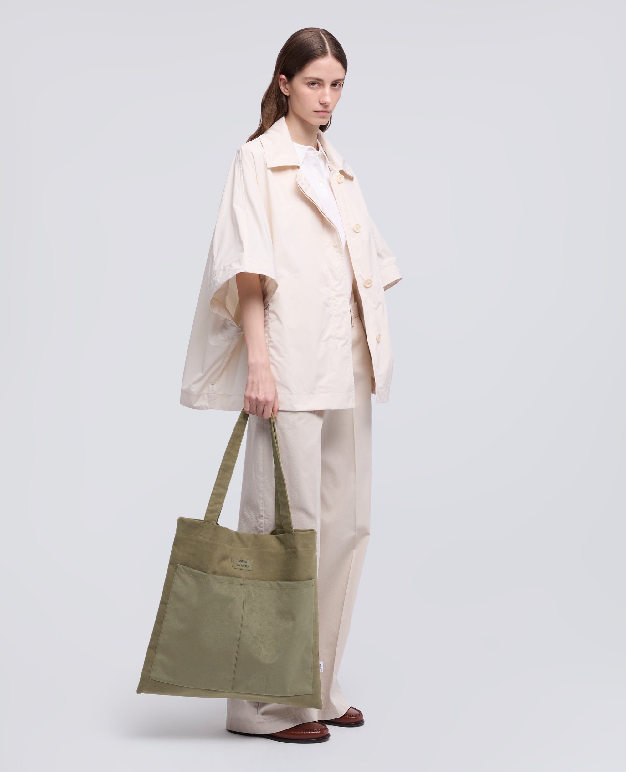 BORSA SHOPPING IN FUSTAGNO DI COTONE PESANTE-OLIVA-OLIVE-OLIVA-OLIVEGRUN-VERT OLIVE