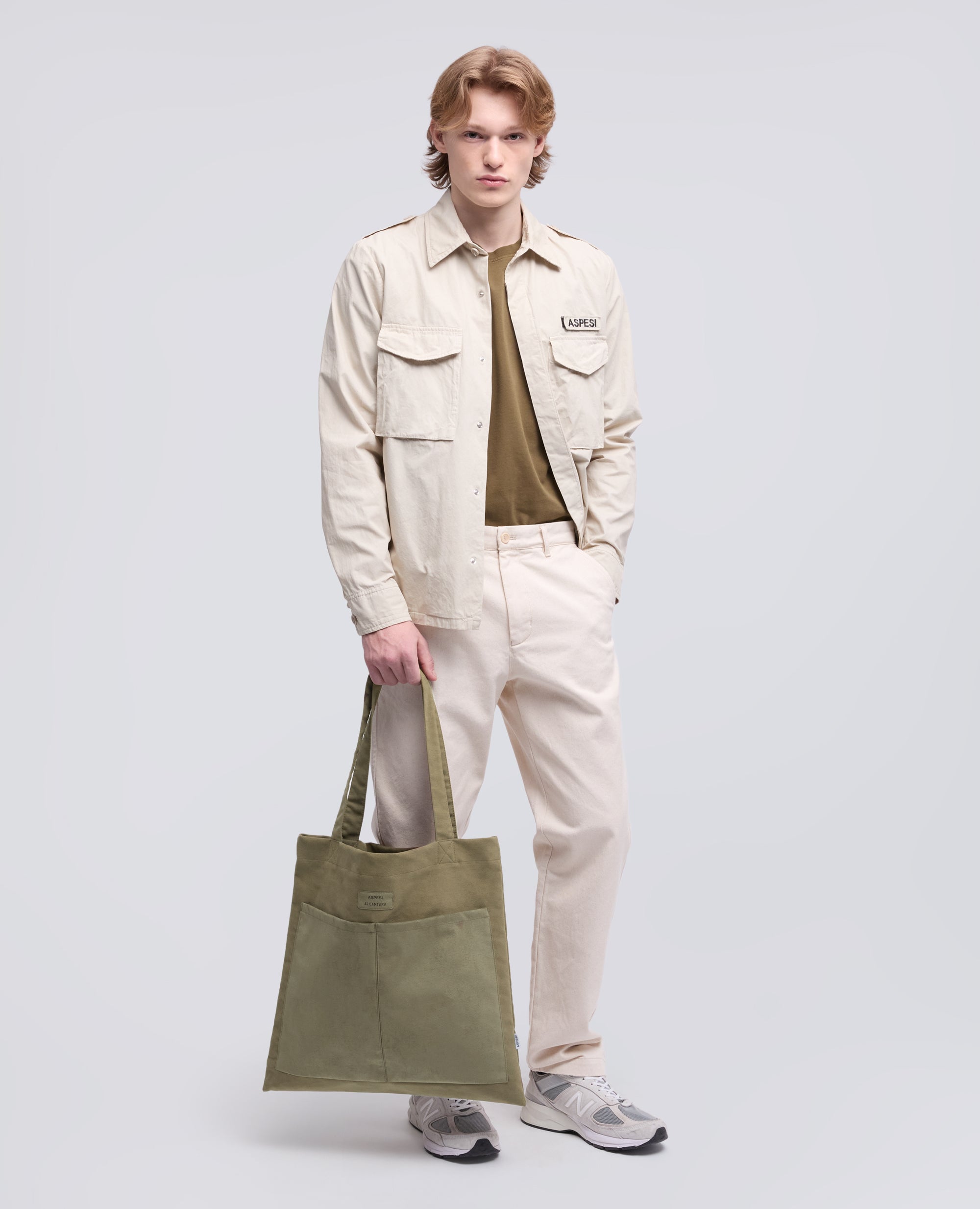 BORSA SHOPPING IN FUSTAGNO DI COTONE PESANTE-OLIVA-OLIVE-OLIVA-OLIVEGRUN-VERT OLIVE