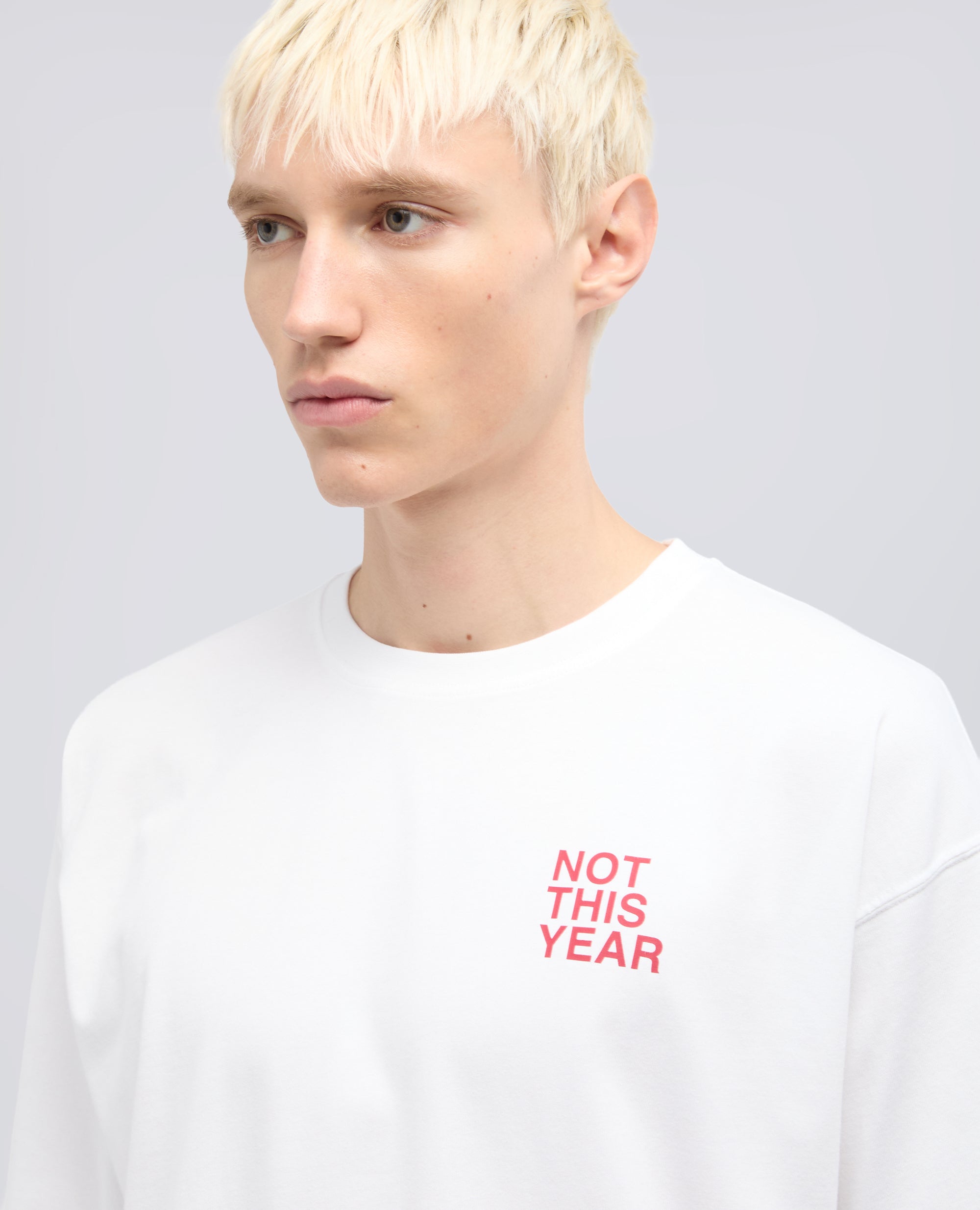 T-SHIRT "NOT THIS YEAR" IN JERSEY-BIANCO+SCRITTA ROSSA-BIANCO+SCRITTA ROSSA-BIANCO+SCRITTA ROSSA-BIANCO+SCRITTA ROSSA-BIANCO+SCRITTA ROSSA