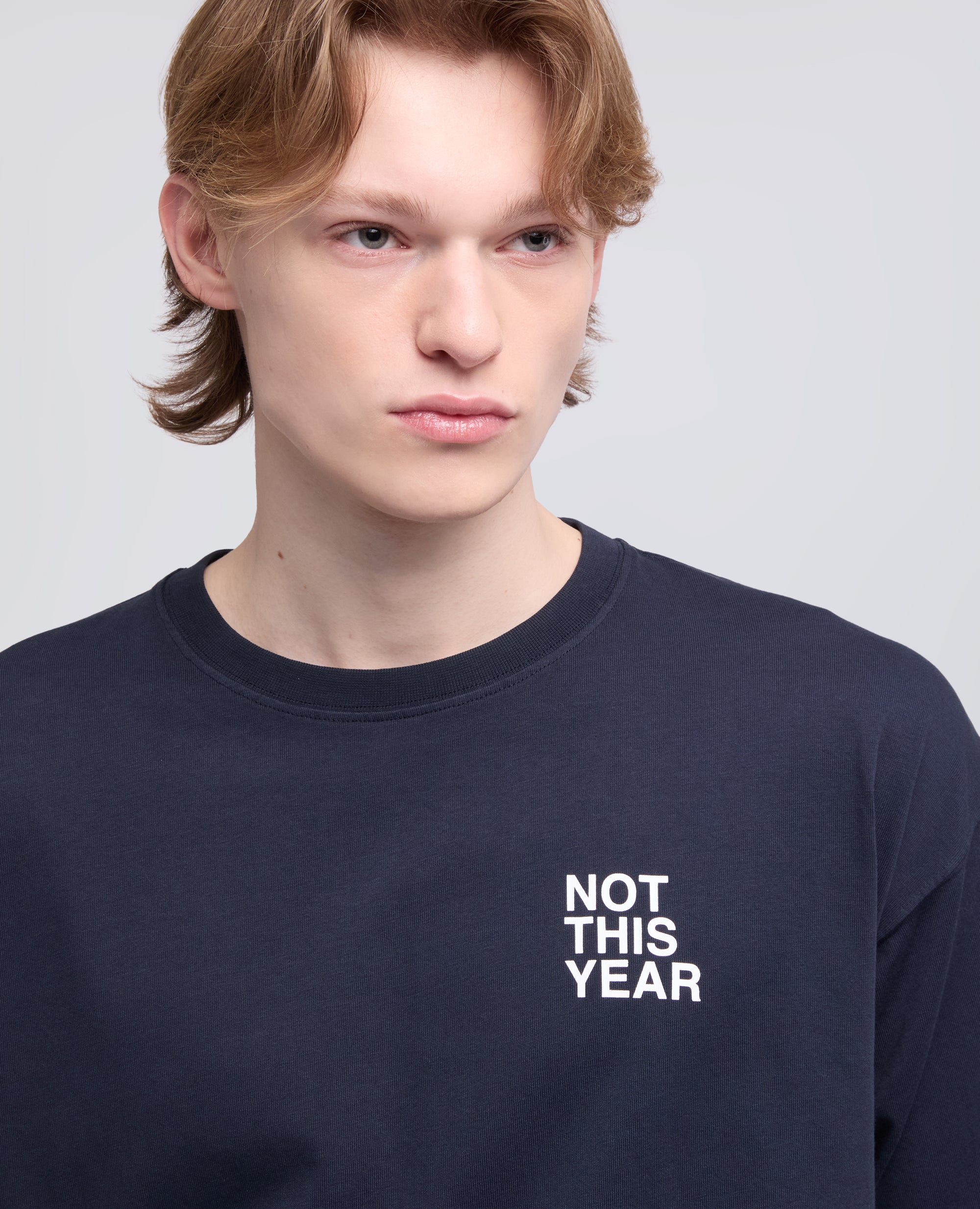 T-SHIRT "NOT THIS YEAR" IN JERSEY-NAVY+SCRITTA BIANCA-NAVY+SCRITTA BIANCA-NAVY+SCRITTA BIANCA-NAVY+SCRITTA BIANCA-NAVY+SCRITTA BIANCA