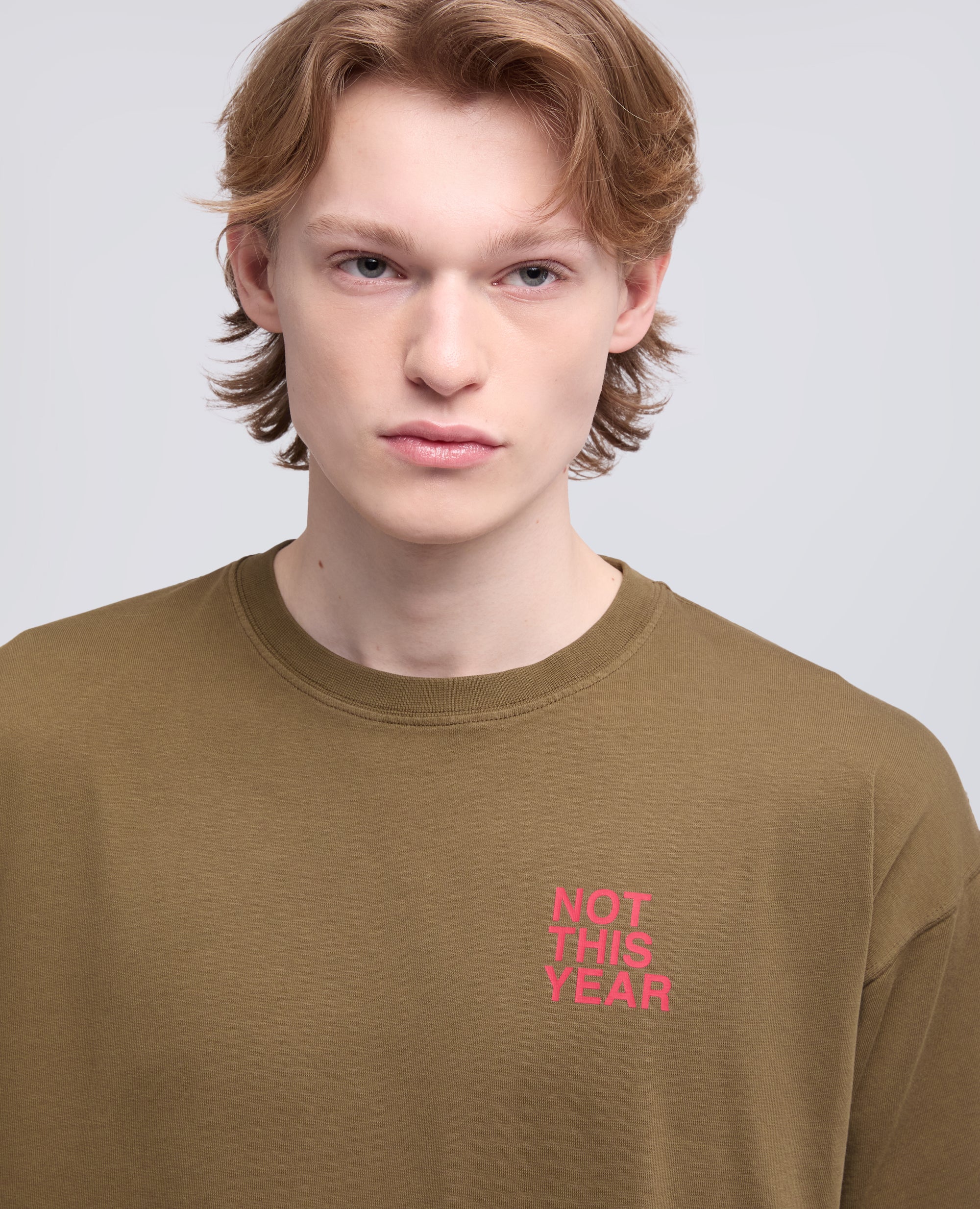 T-SHIRT "NOT THIS YEAR" IN JERSEY-MILITAR+SCRITTA ROSS-MILITAR+SCRITTA ROSS-MILITAR+SCRITTA ROSS-MILITAR+SCRITTA ROSS-MILITAR+SCRITTA ROSS