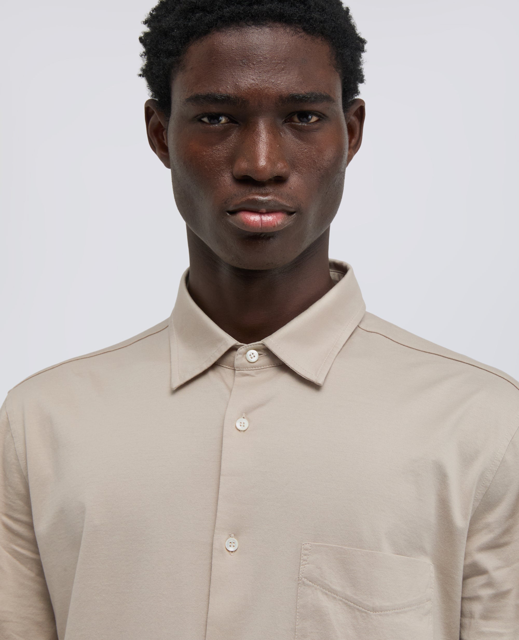 CAMICIA IN JERSEY DI COTONE-SABBIA-SAND-ARENA-SAND-SABLE