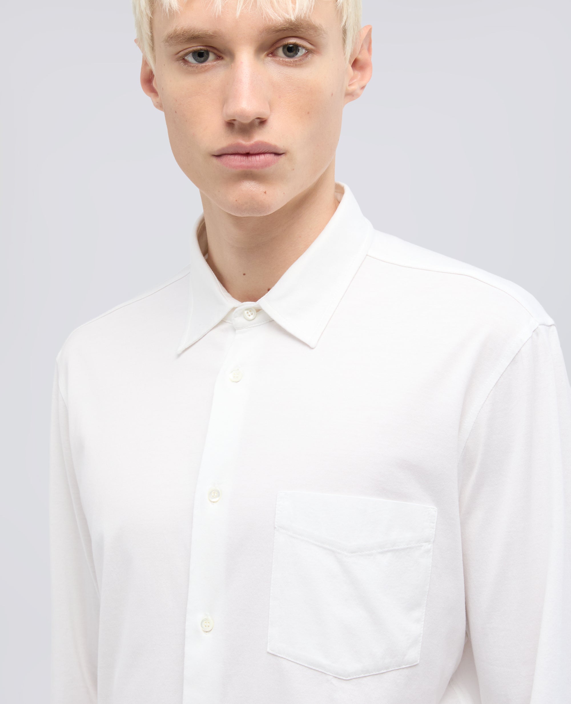 CAMICIA IN JERSEY DI COTONE-BIANCO-WHITE-BLANCO-WEISS-BLANC