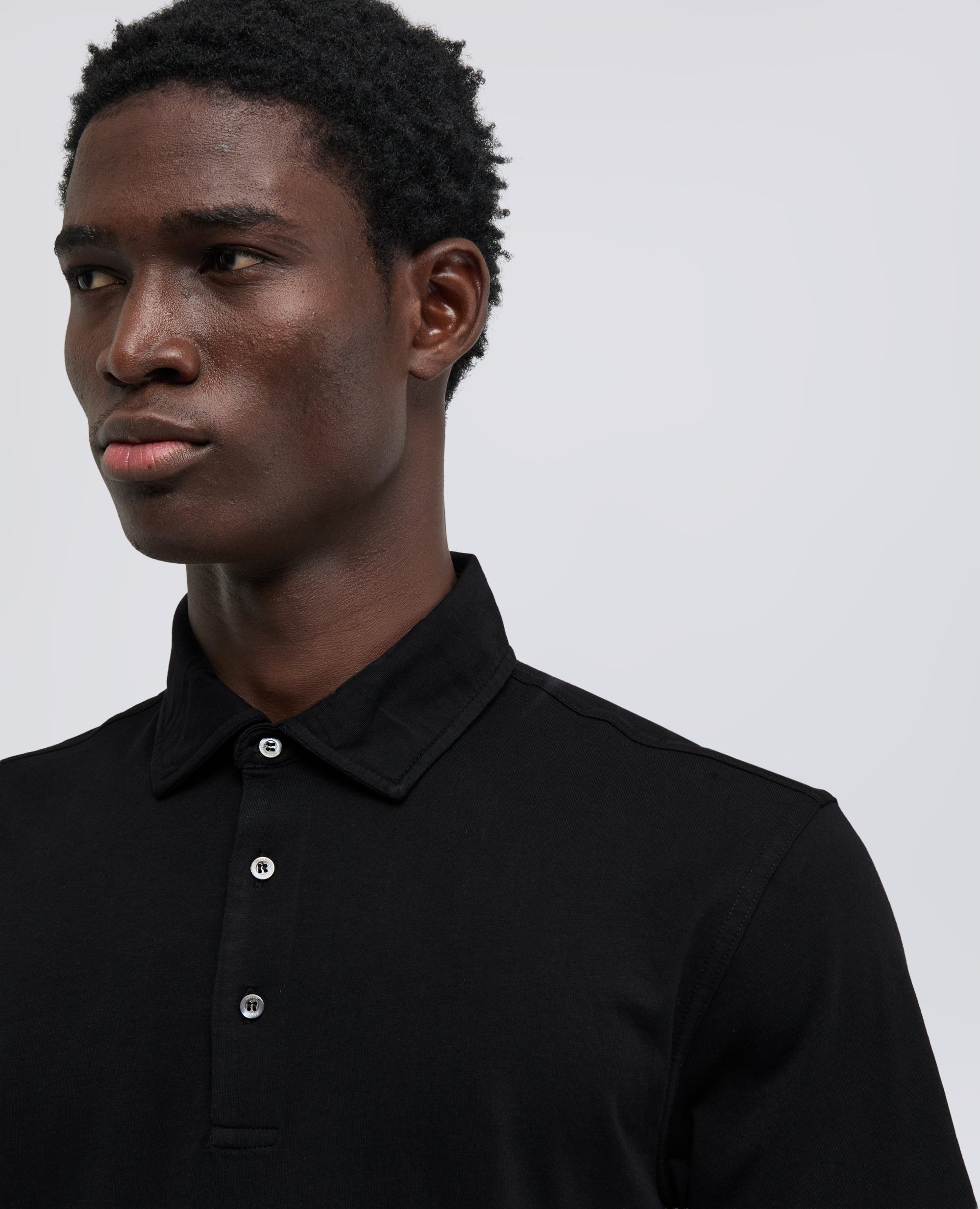 POLO IN JERSEY DI COTONE-NERO-BLACK-NEGRO-SCHWARZ-NOIR