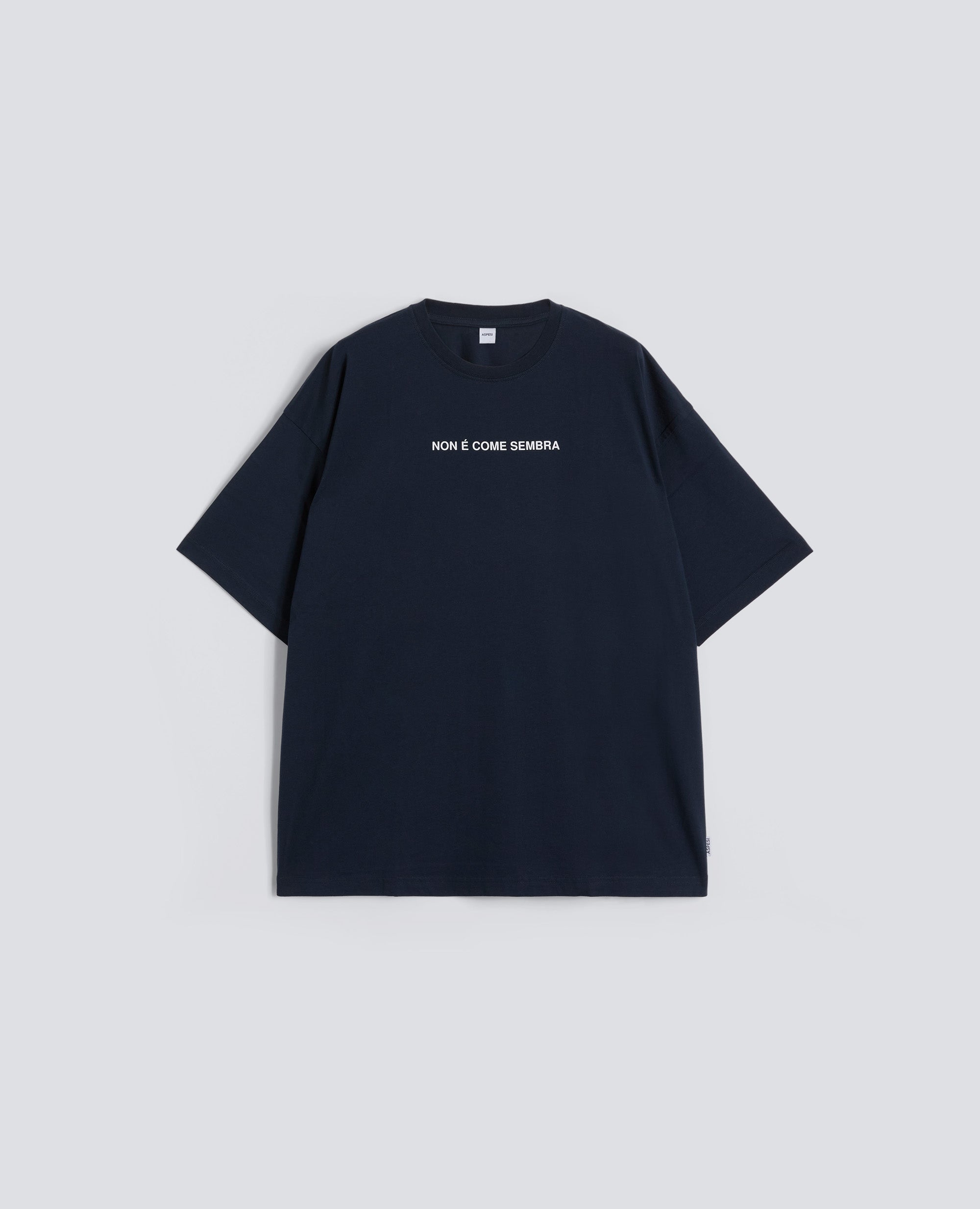 T-SHIRT IN JERSEY DI COTONE CON STAMPA "NON E COME SEMBRA"-NAVY-NAVY-AZUL MARINO-NAVY-NAVY