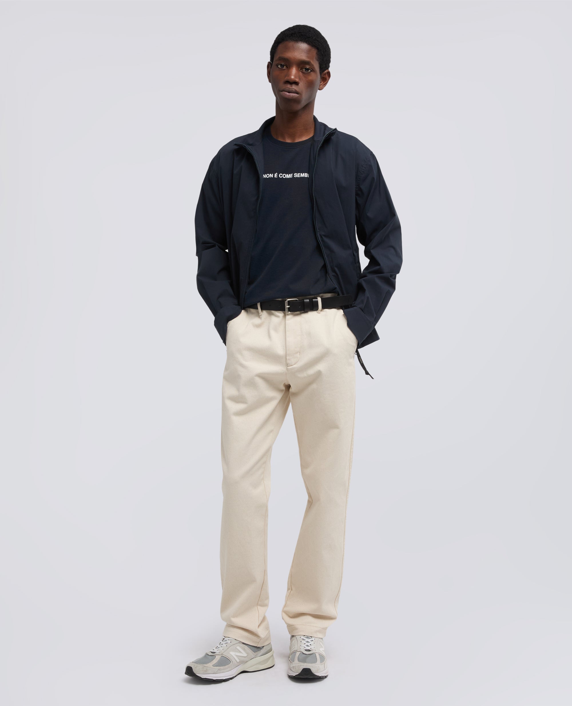 T-SHIRT IN JERSEY DI COTONE CON STAMPA "NON E COME SEMBRA"-NAVY-NAVY-AZUL MARINO-NAVY-NAVY