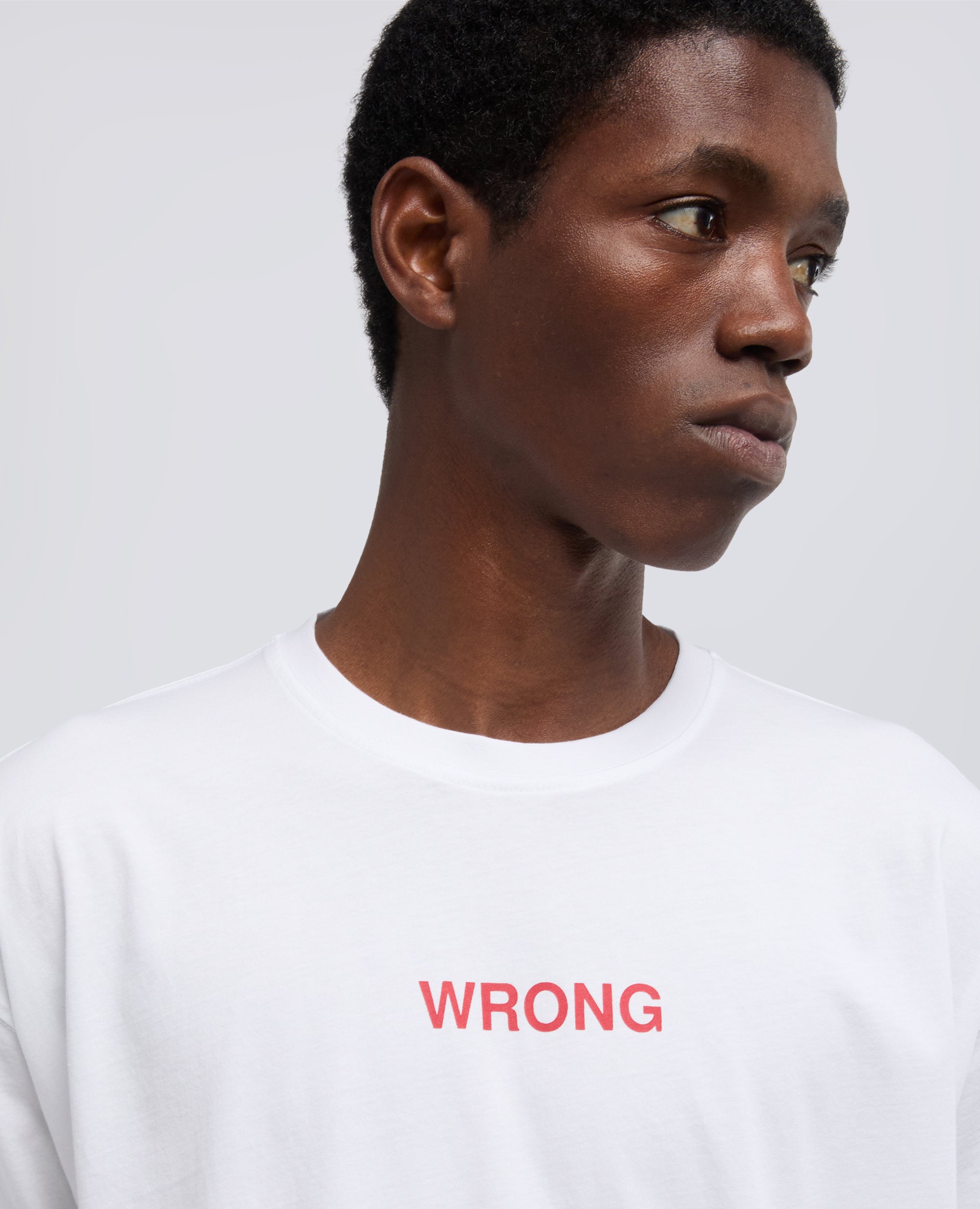 T-SHIRT IN JERSEY DI COTONE CON STAMPA "WRONG"-BIANCO-WHITE-BLANCO-WEISS-BLANC