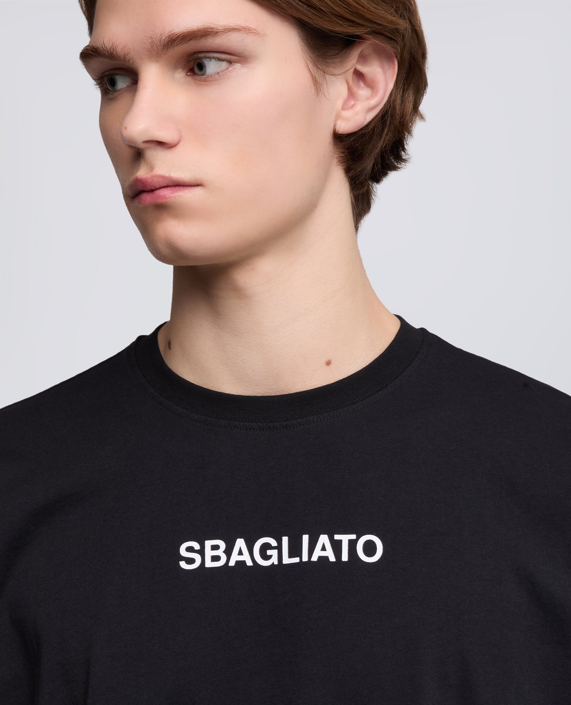 T-SHIRT IN JERSEY DI COTONE CON STAMPA "SBAGLIATO"-NERO-BLACK-NEGRO-SCHWARZ-NOIR