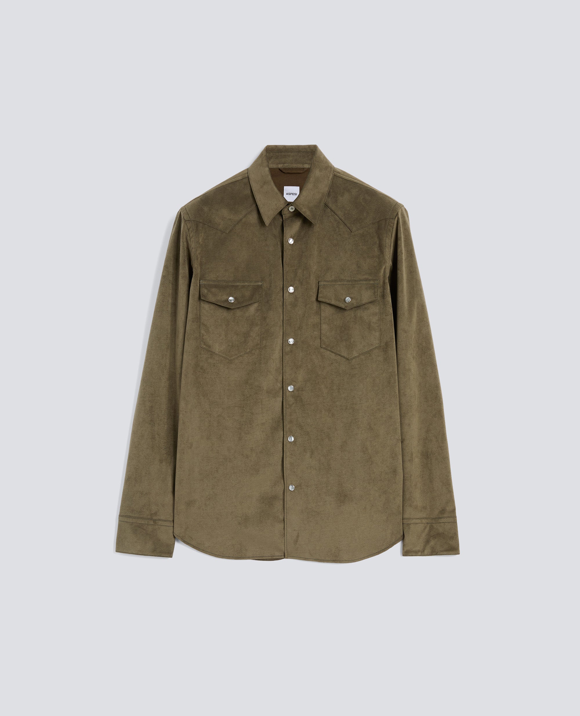 CAMICIA WEST IN ALCANTARA TECNICA-OLIVA-OLIVE-OLIVA-OLIVEGRUN-VERT OLIVE
