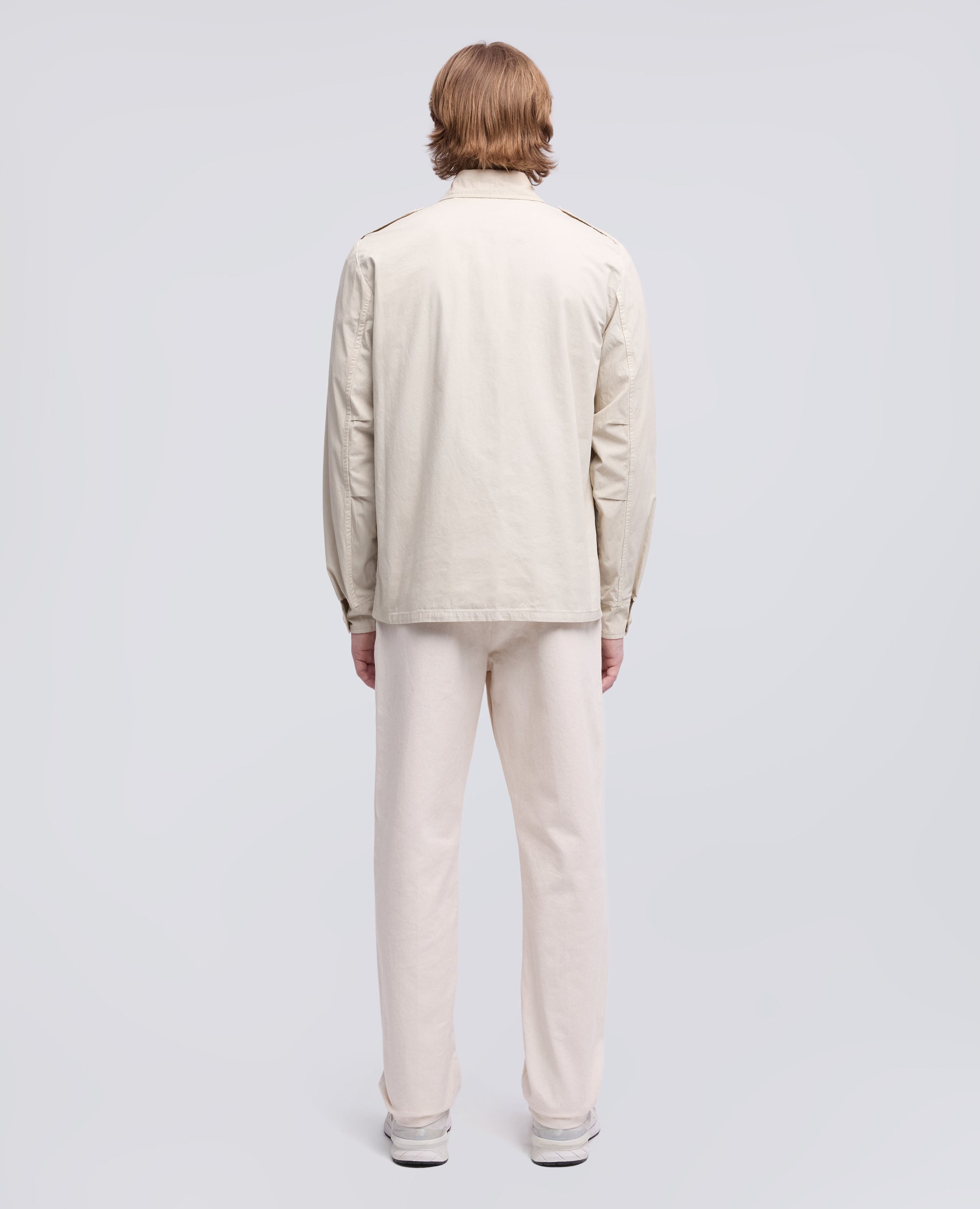 CAMICIA MILITARE IN COTONE-SASSO-STONE-PIEDRA-STEIN-PIERRE