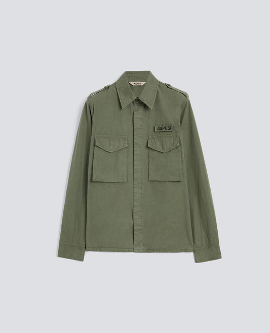 CAMICIA MILITARE IN COTONE-VERDE-GREEN-VERDE-GRUN-VERT