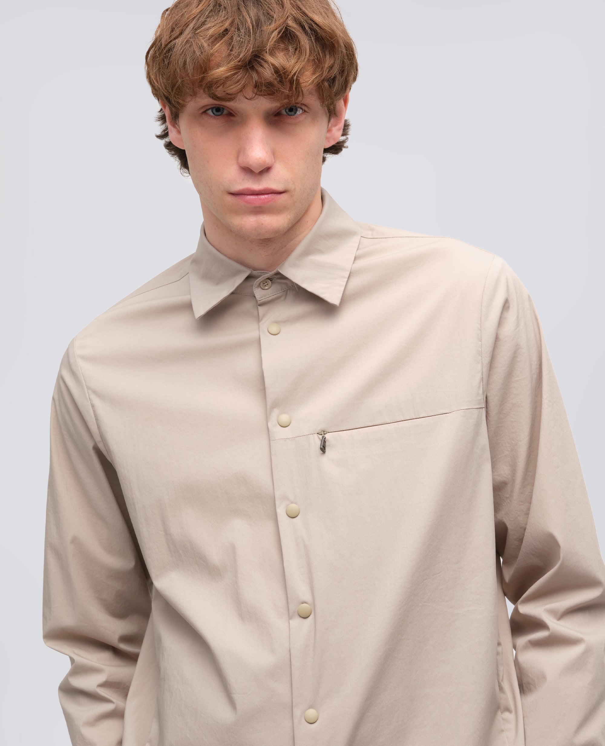 CAMICIA IN POPELINE COTONE-NYLON STRETCH-COLONIALE-COLONIAL BEIGE-COLONIAL-KOLONIALBEIGE-COLONIAL