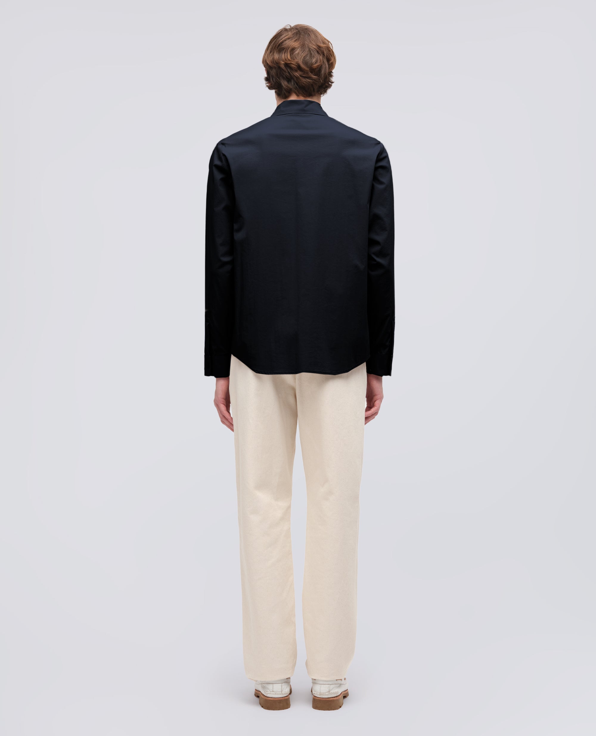 CAMICIA IN POPELINE COTONE-NYLON STRETCH-NAVY-NAVY-AZUL MARINO-NAVY-NAVY