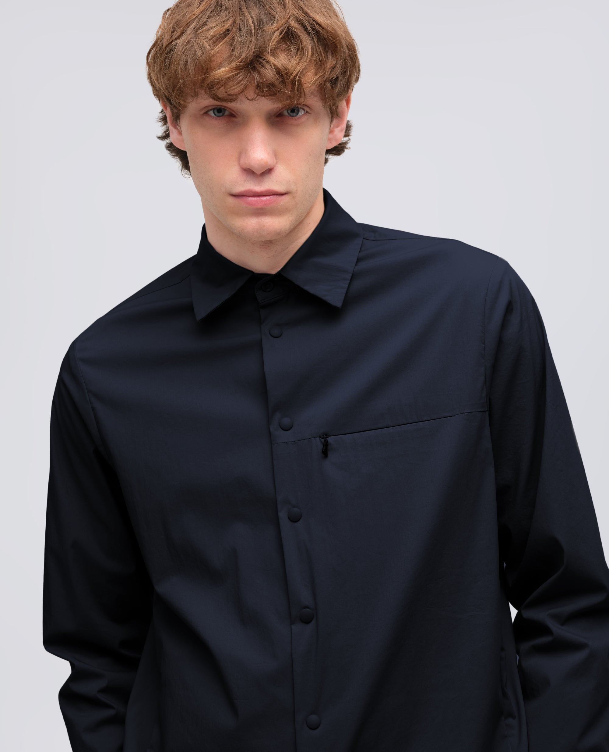 CAMICIA IN POPELINE COTONE-NYLON STRETCH-NAVY-NAVY-AZUL MARINO-NAVY-NAVY