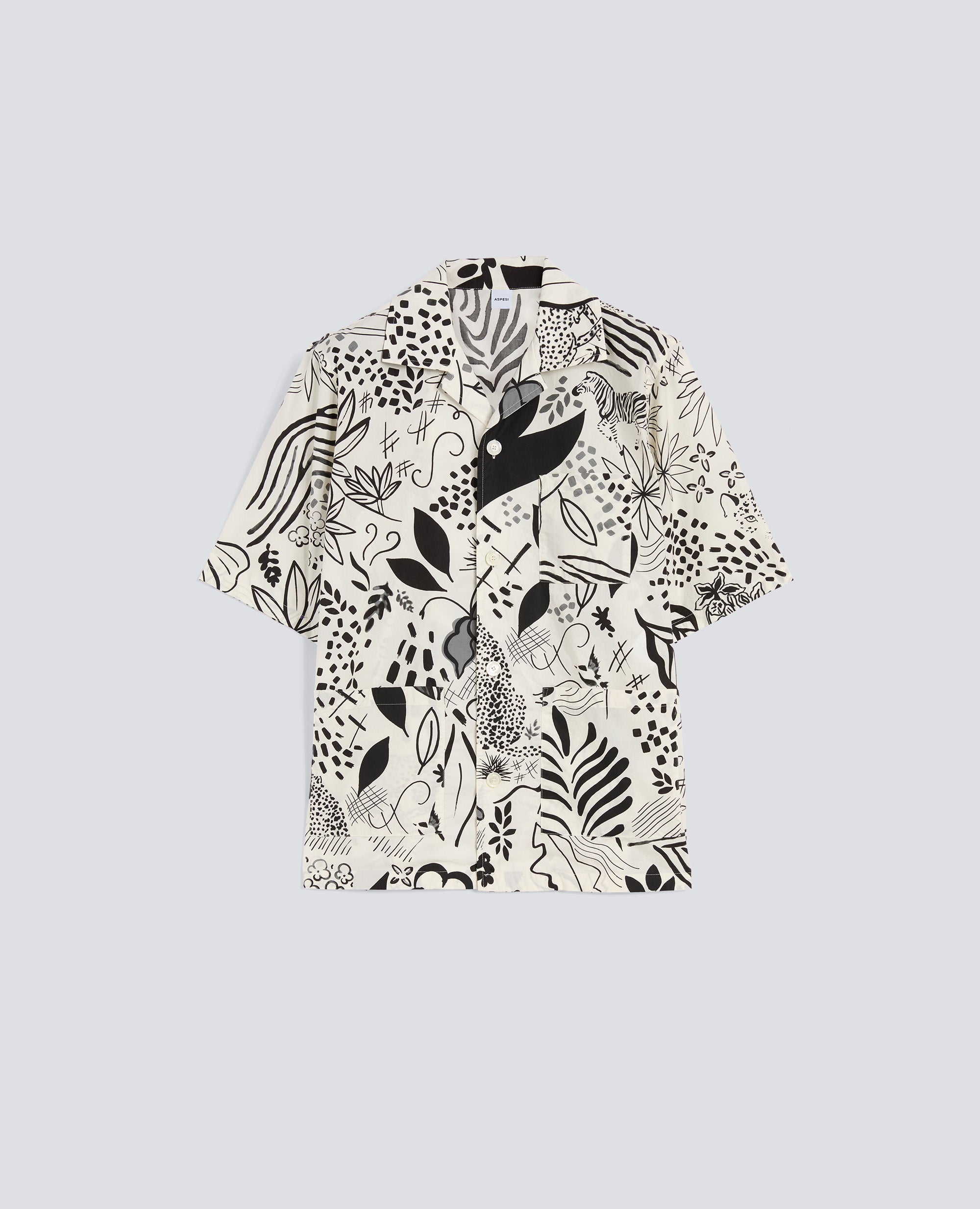 CAMICIA AGO A MANICHE CORTE IN POPELINE DI COTONE-STAMPA-STAMPA-STAMPA-STAMPA-STAMPA