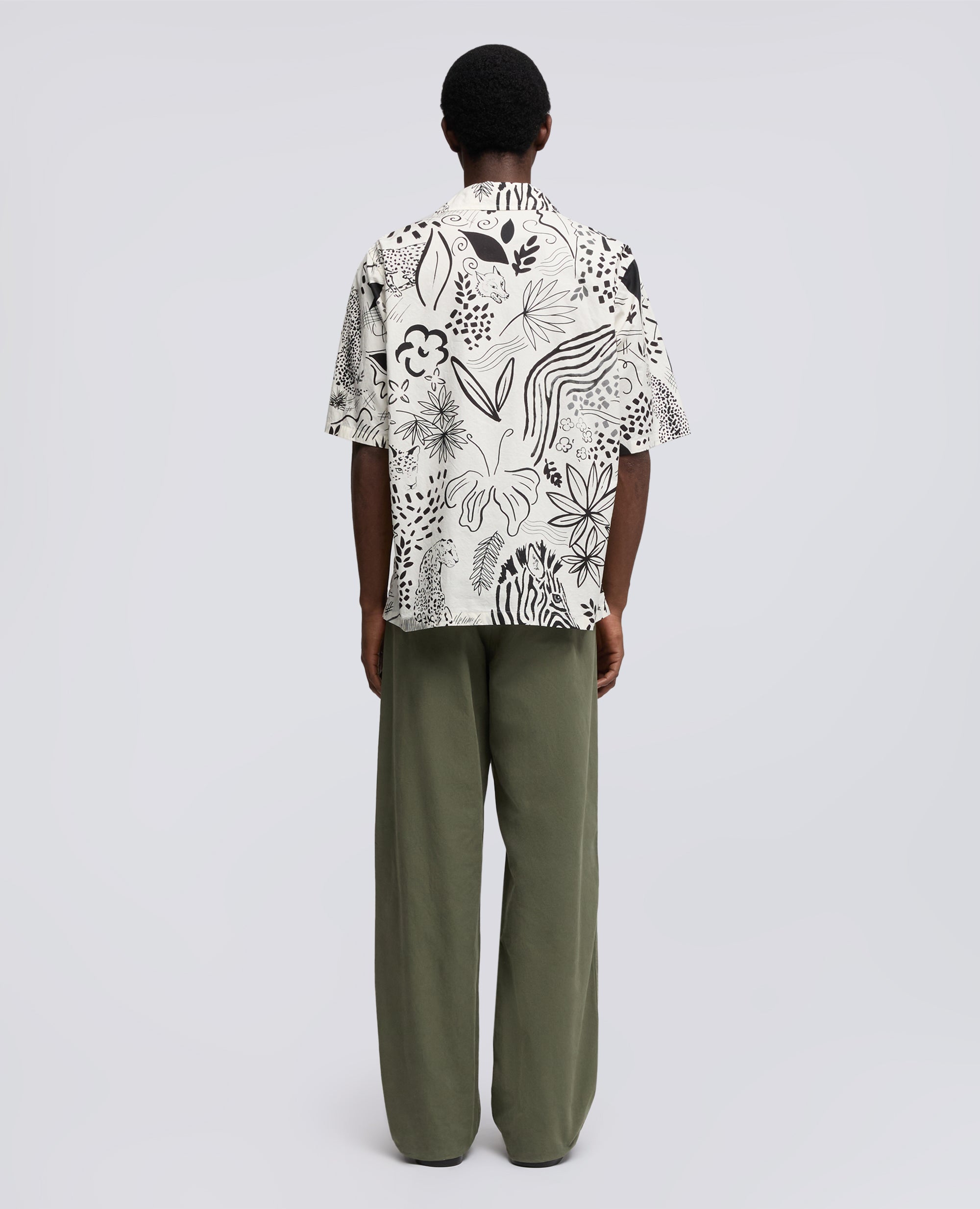 CAMICIA AGO A MANICHE CORTE IN POPELINE DI COTONE-STAMPA-STAMPA-STAMPA-STAMPA-STAMPA