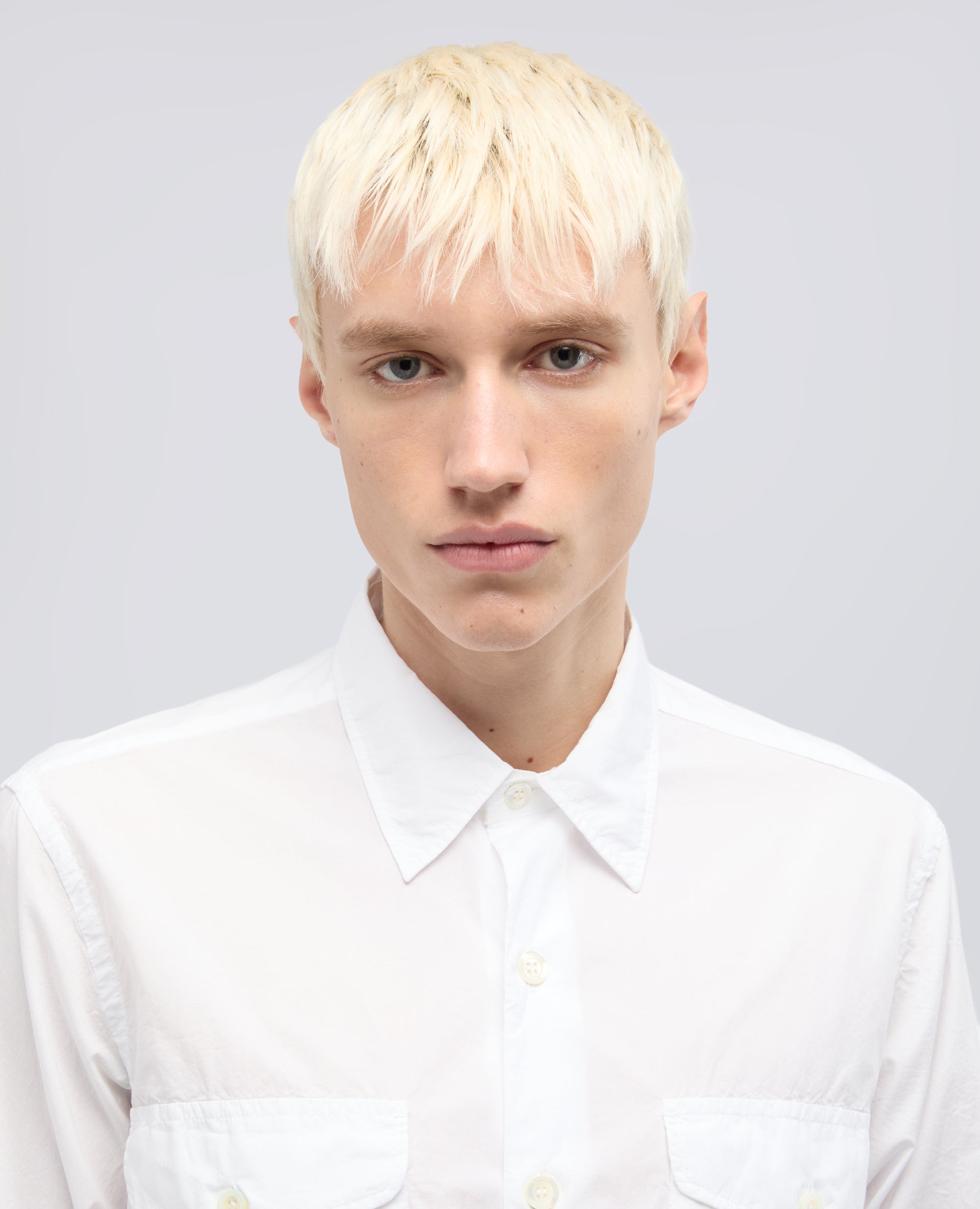 CAMICIA IN POPELINE DI COTONE TINTO CAPO-BIANCO-WHITE-BLANCO-WEISS-BLANC