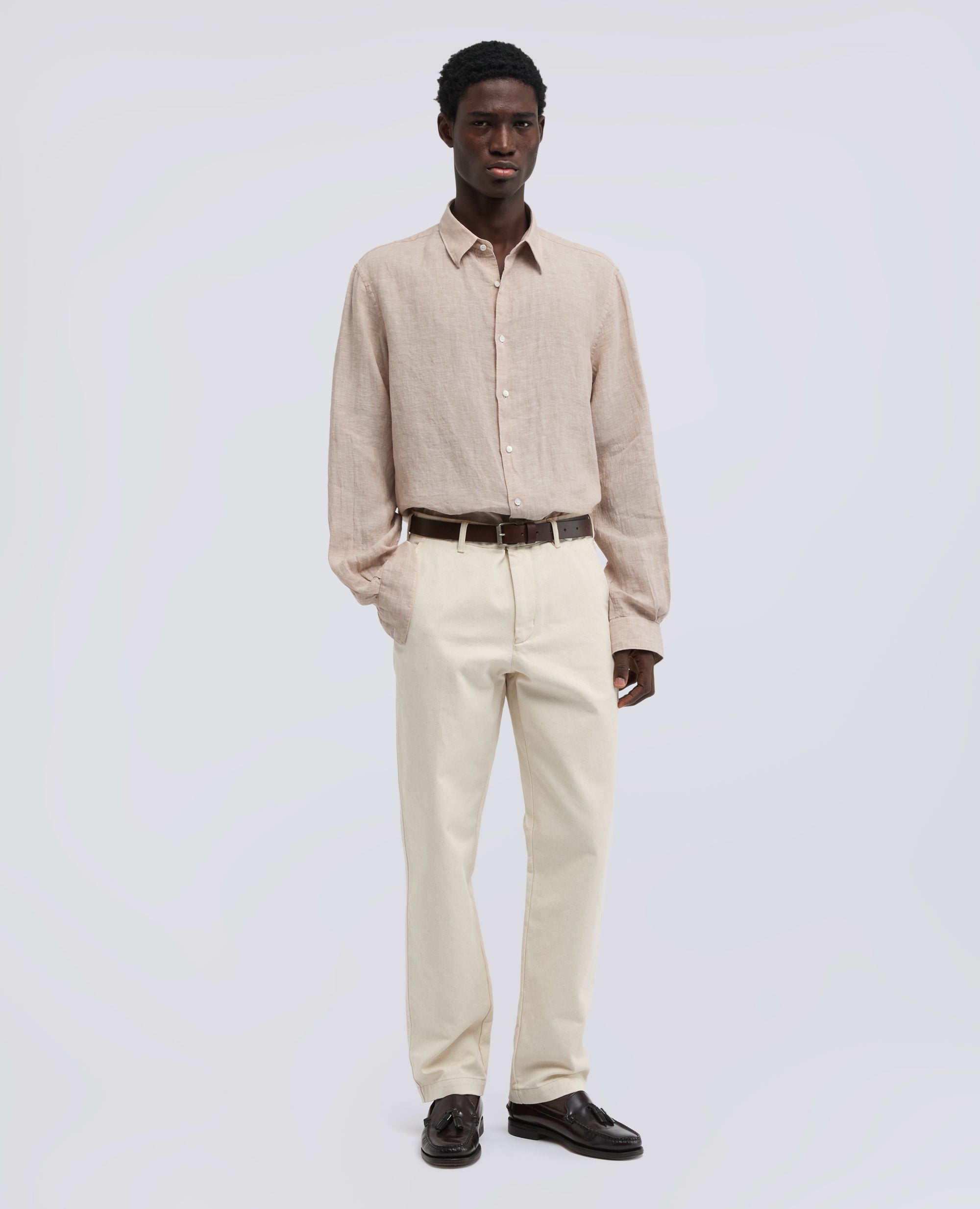 CAMICIA COMMA IN LINO DELAVE-BEIGE-BEIGE-BEIS-BEIGE-BEIGE