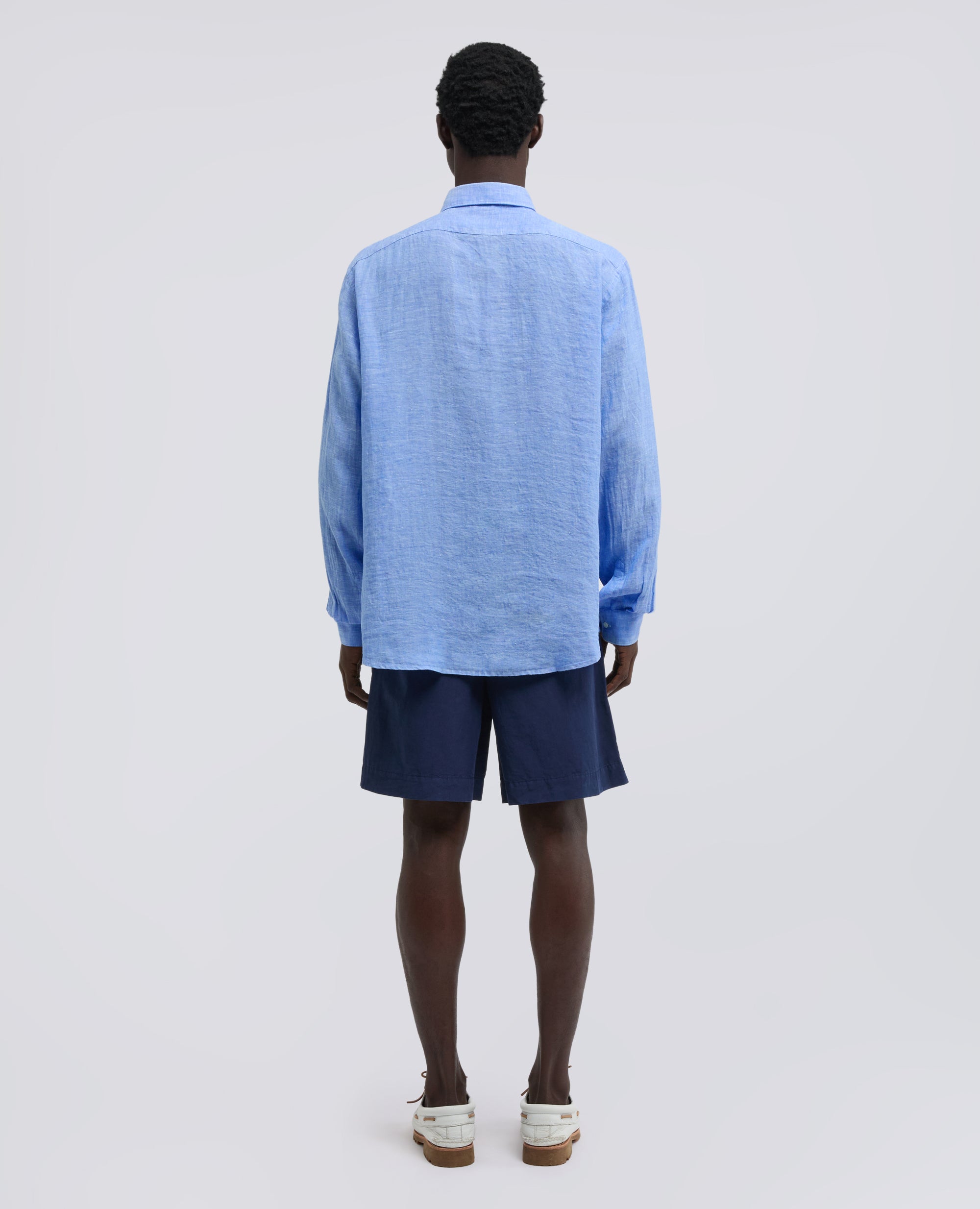 CAMICIA COMMA IN LINO DELAVE-AZZURRO-SKY BLUE-AZUL CLARO-HIMMELBLAU-BLEU CIEL