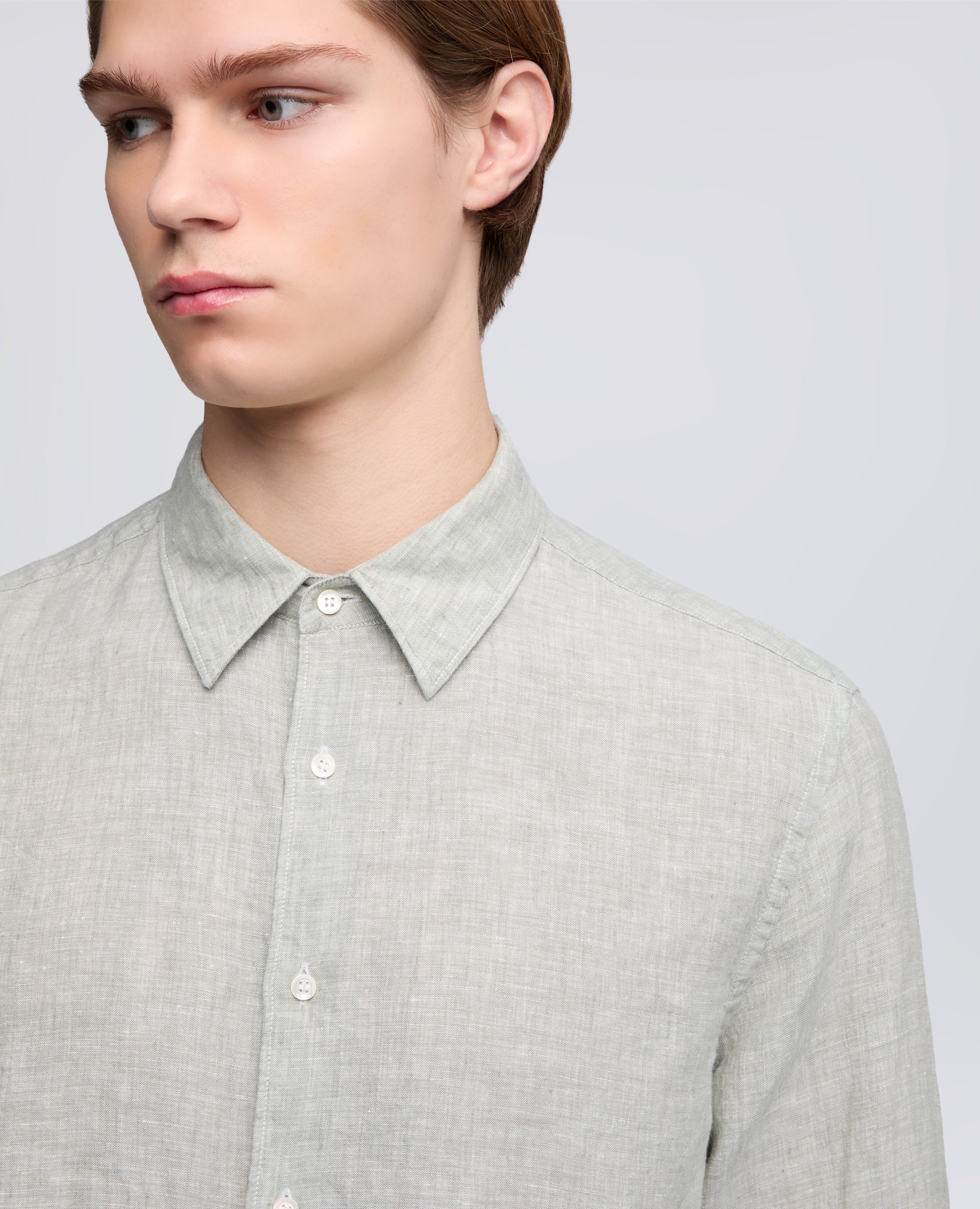 CAMICIA COMMA IN LINO DELAVE-SALVIA-SAGE GREEN-ARENA-SALBEIGRUN-SAUGE