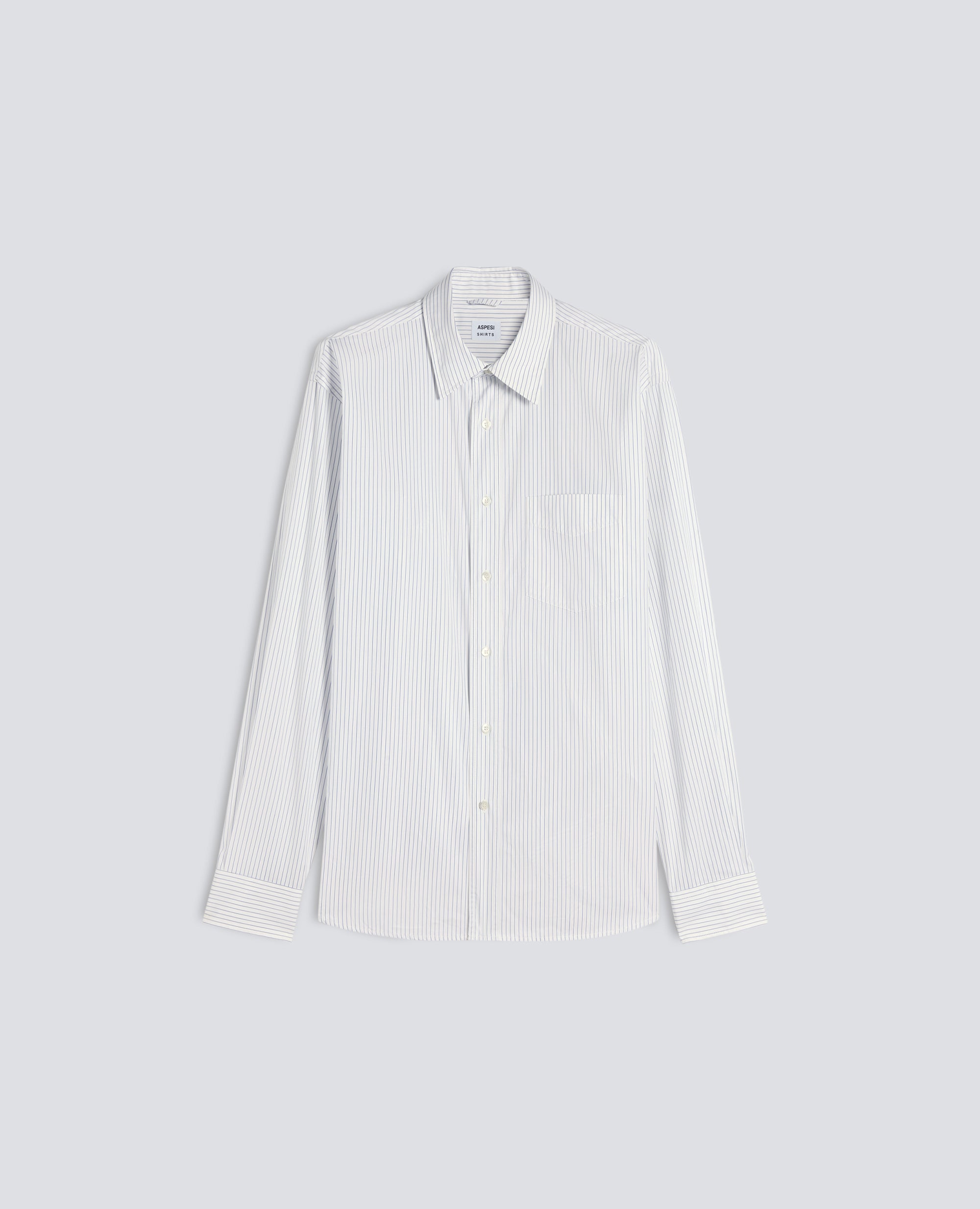 CAMICIA IN CHAMBRAY DI COTONE GIAPPONESE-RIGA BLU-BLUE STRIPE-RAYA AZUL OSCURO-BLAUE STREIFEN-RAYURES BLEUES