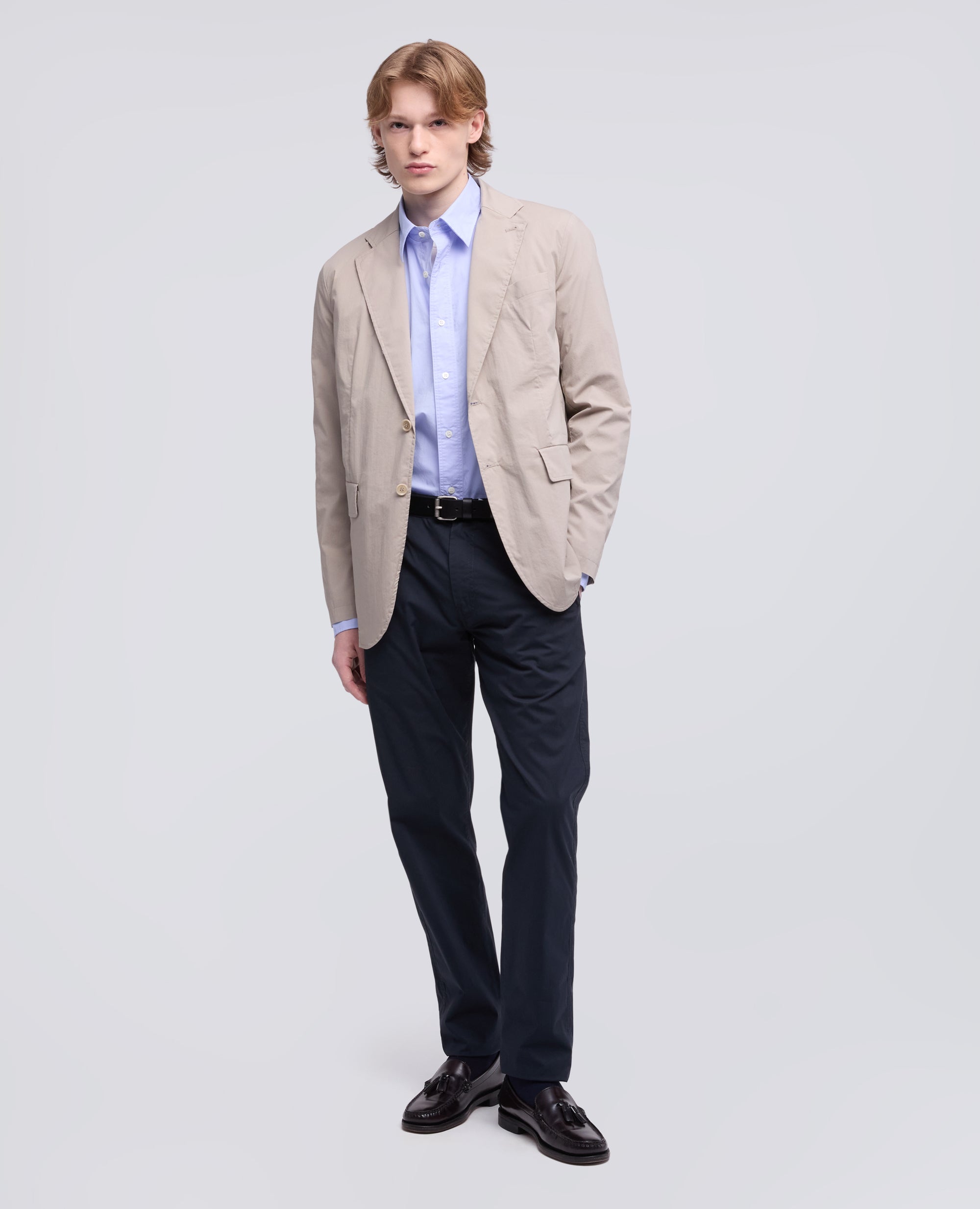 CAMICIA FRED IN POPELINE LEGGERO TINTO CAPO-AZZURRO-SKY BLUE-AZUL CLARO-HIMMELBLAU-BLEU CIEL