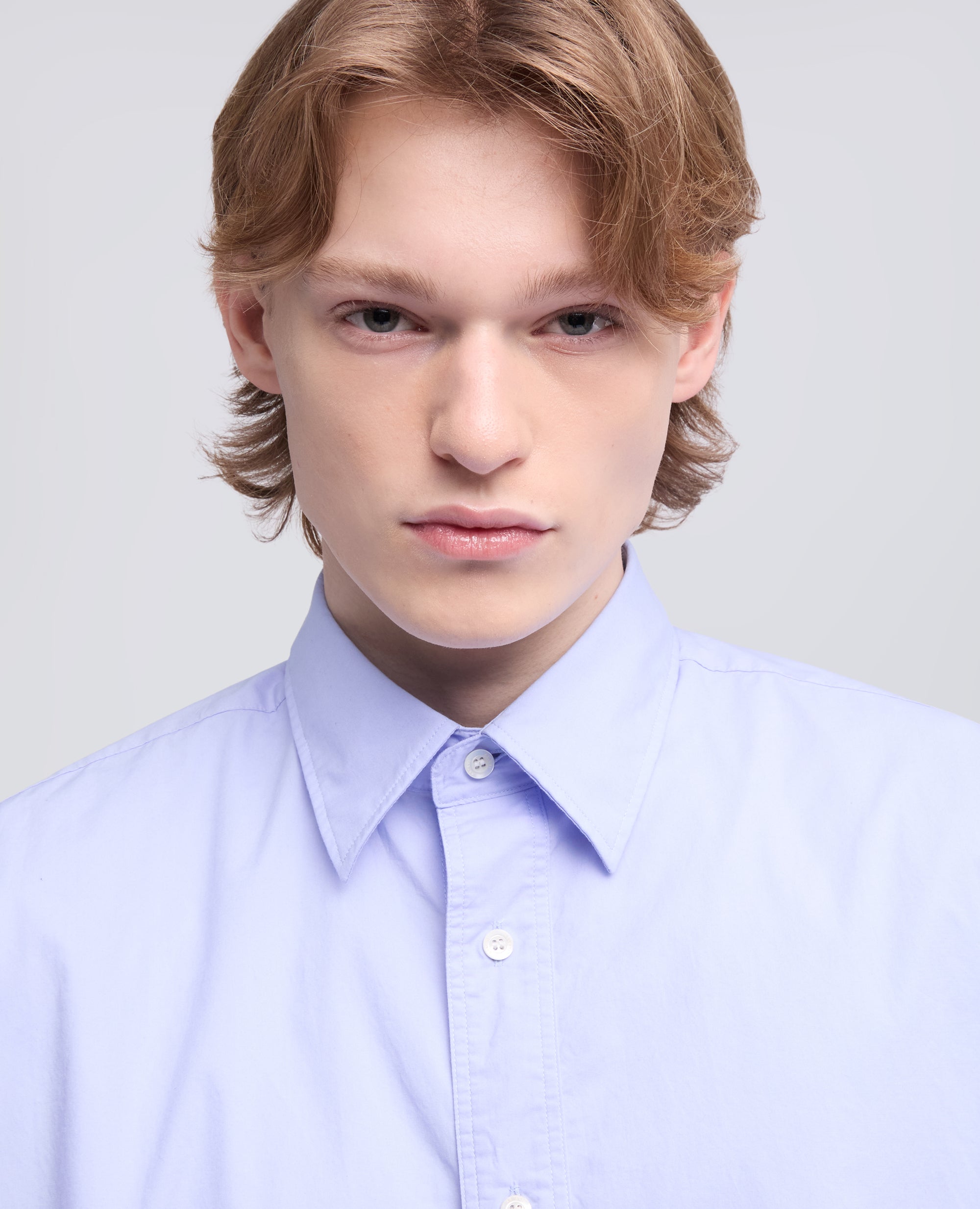 CAMICIA FRED IN POPELINE LEGGERO TINTO CAPO-AZZURRO-SKY BLUE-AZUL CLARO-HIMMELBLAU-BLEU CIEL