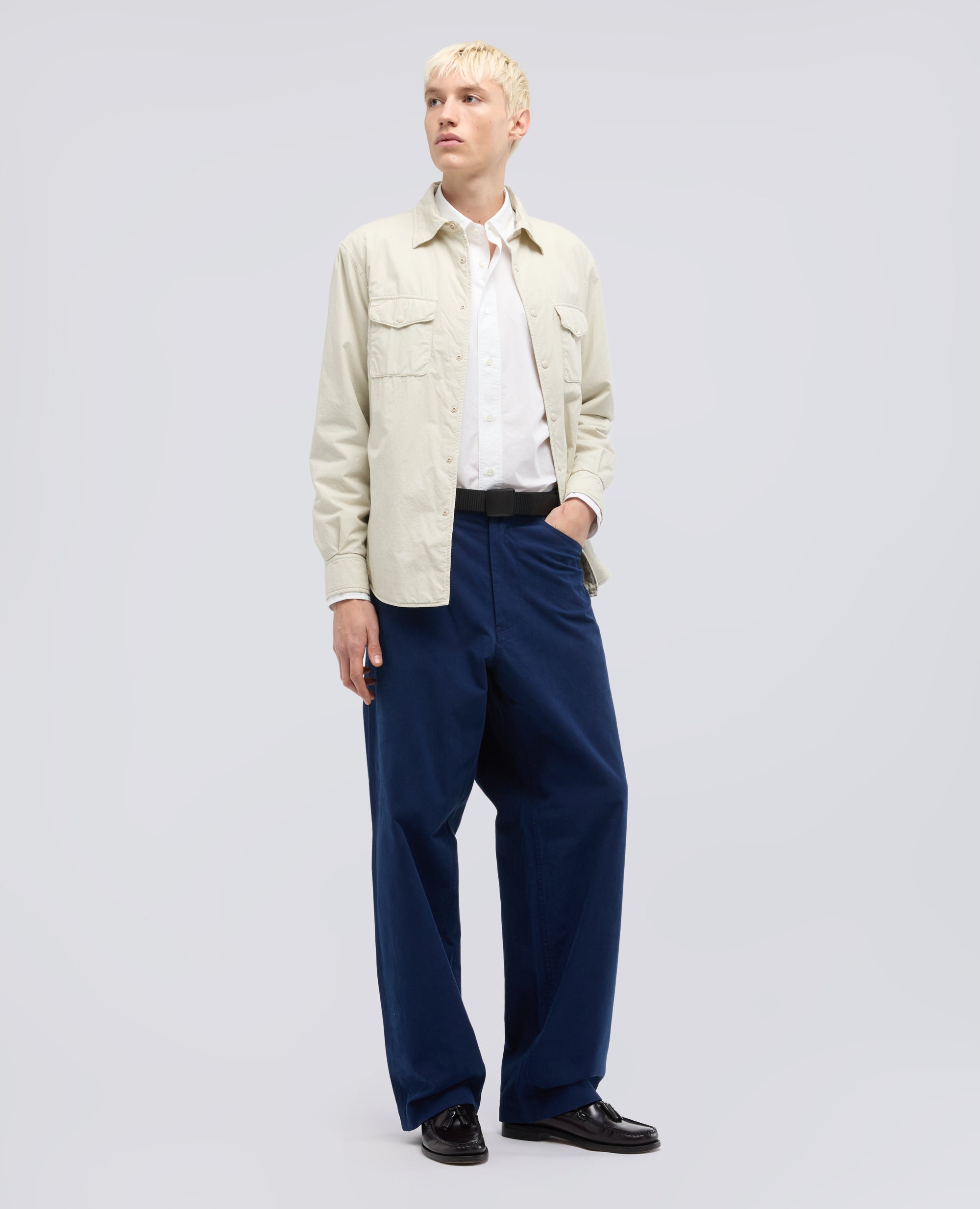 CAMICIA FRED IN POPELINE LEGGERO TINTO CAPO-BIANCO-WHITE-BLANCO-WEISS-BLANC