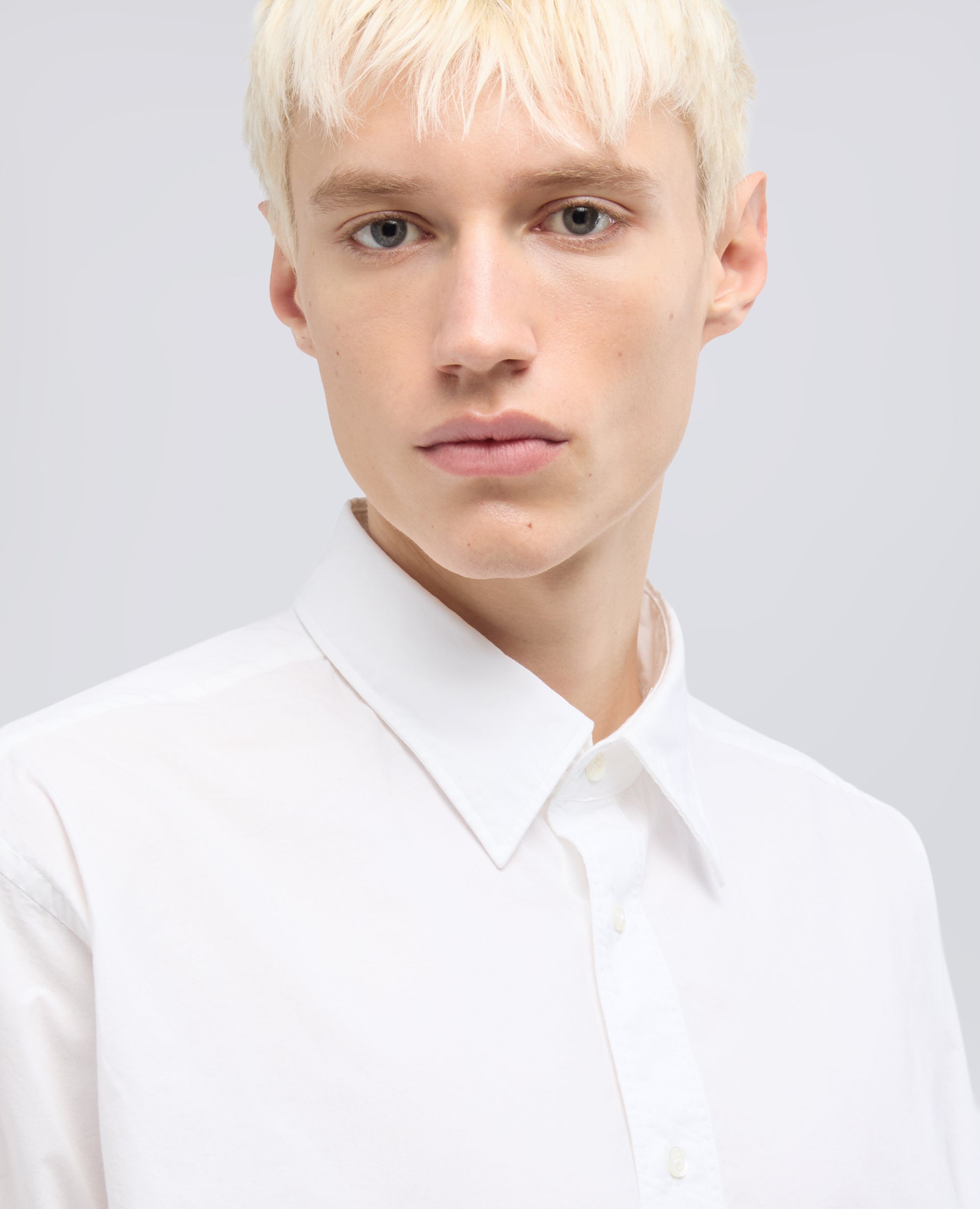 CAMICIA FRED IN POPELINE LEGGERO TINTO CAPO-BIANCO-WHITE-BLANCO-WEISS-BLANC