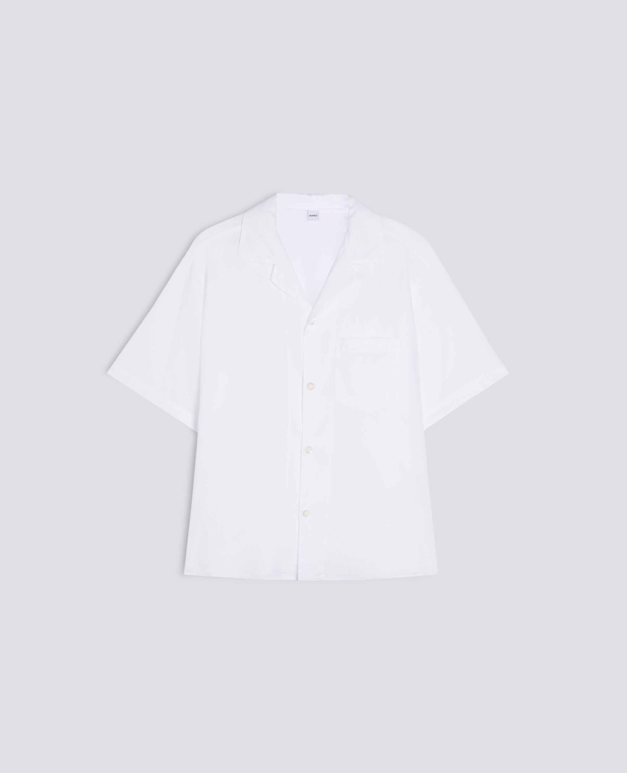 CAMICIA BOWLING IN POPELINE DI COTONE-BIANCO-WHITE-BLANCO-WEISS-BLANC