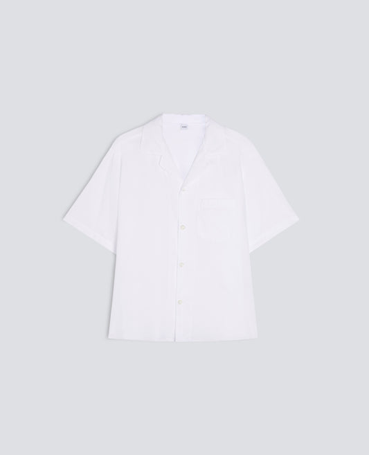 CAMICIA BOWLING IN POPELINE DI COTONE-BIANCO-WHITE-BLANCO-WEISS-BLANC