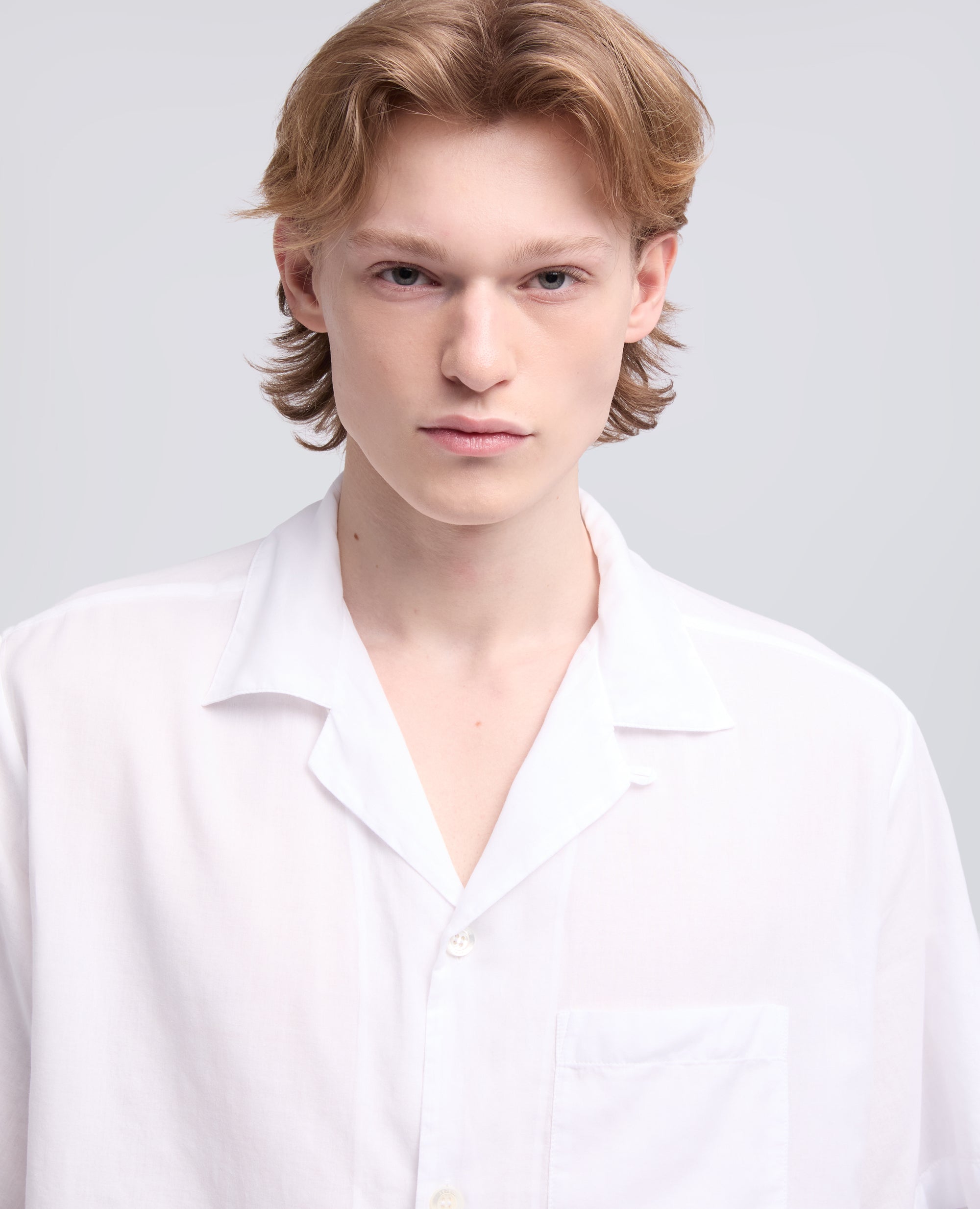 CAMICIA BOWLING IN POPELINE DI COTONE-BIANCO-WHITE-BLANCO-WEISS-BLANC