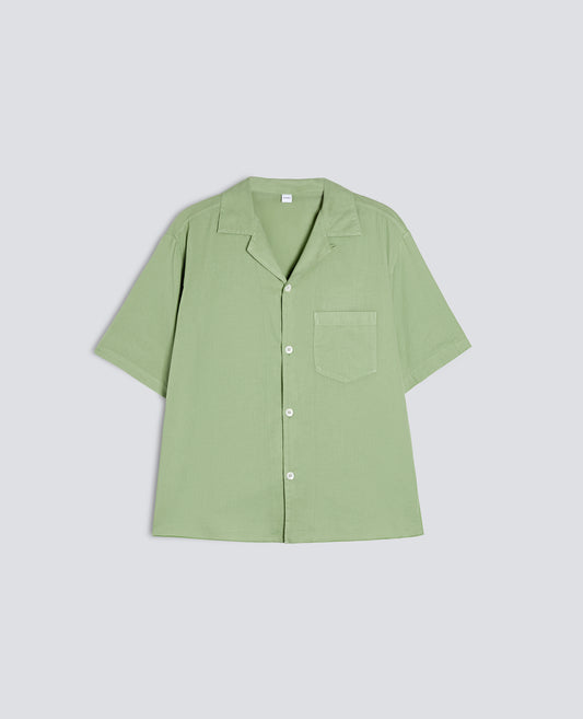 CAMICIA BOWLING IN POPELINE DI COTONE-PISTACCHIO-PISTACCHIO-PISTACCHIO-PISTACCHIO-PISTACCHIO