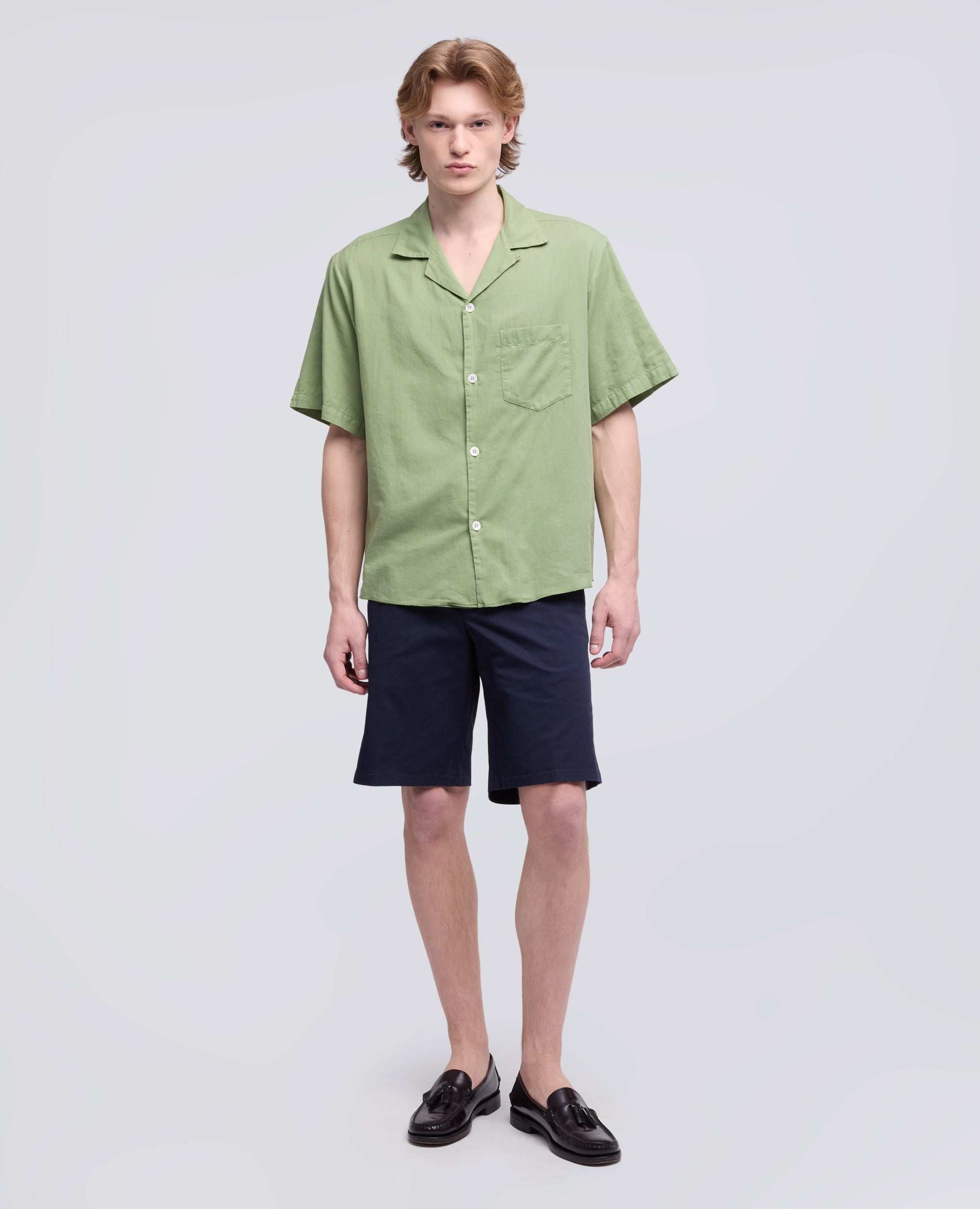 CAMICIA BOWLING IN POPELINE DI COTONE-PISTACCHIO-PISTACCHIO-PISTACCHIO-PISTACCHIO-PISTACCHIO