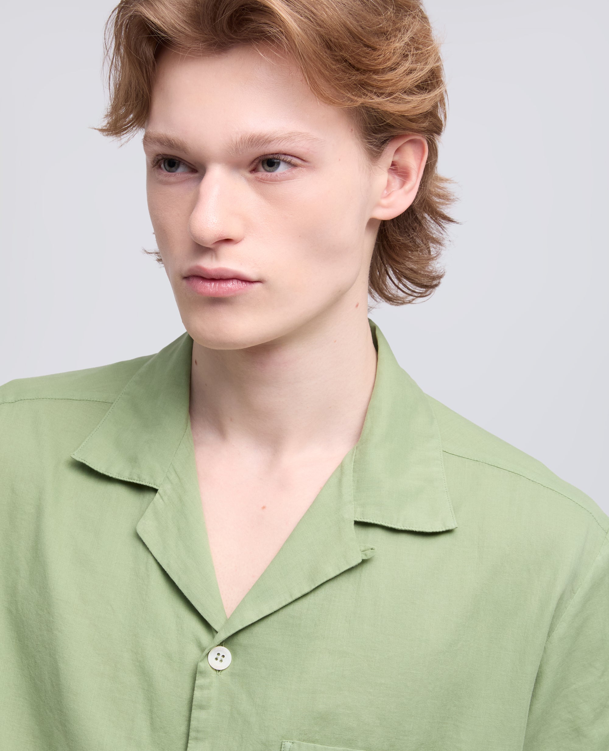 CAMICIA BOWLING IN POPELINE DI COTONE-PISTACCHIO-PISTACCHIO-PISTACCHIO-PISTACCHIO-PISTACCHIO
