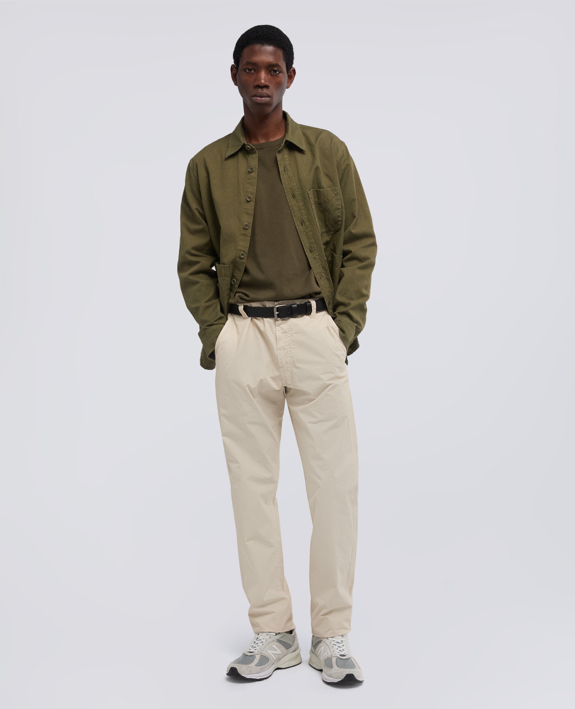 CAMICIA UTILITY IN GABARDINA DI COTONE-LINO-MILITARE-MILITARY-MILITAR-MILITAR-MILITAIRE