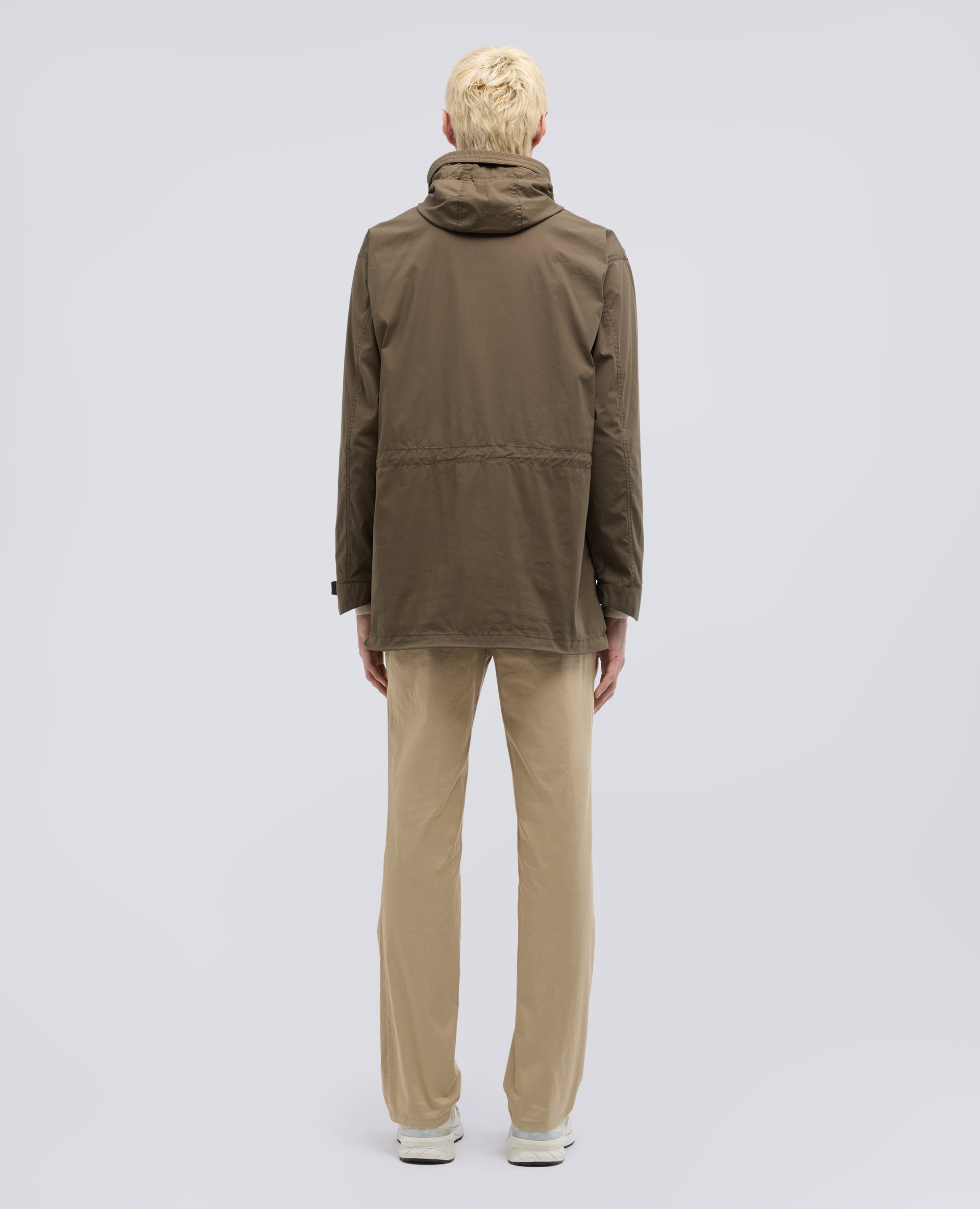 PARKA IN POPELINE DI COTONE E NYLON COMFORT-MILITARE-MILITARY-MILITAR-MILITAR-MILITAIRE