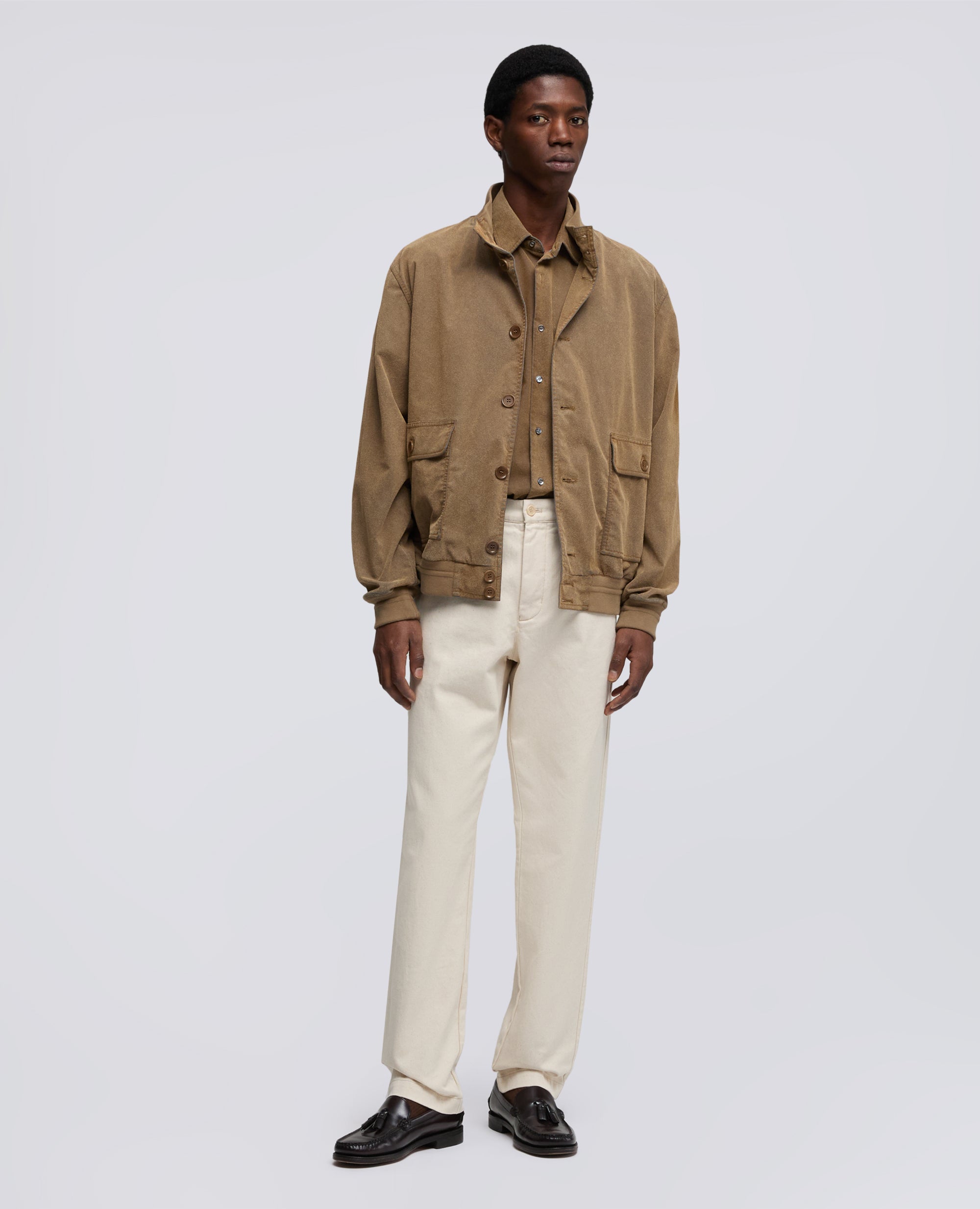 GIUBBOTTO IN CHAMBRAY FLOCCATO-COLONIALE-COLONIAL BEIGE-COLONIAL-KOLONIALBEIGE-COLONIAL