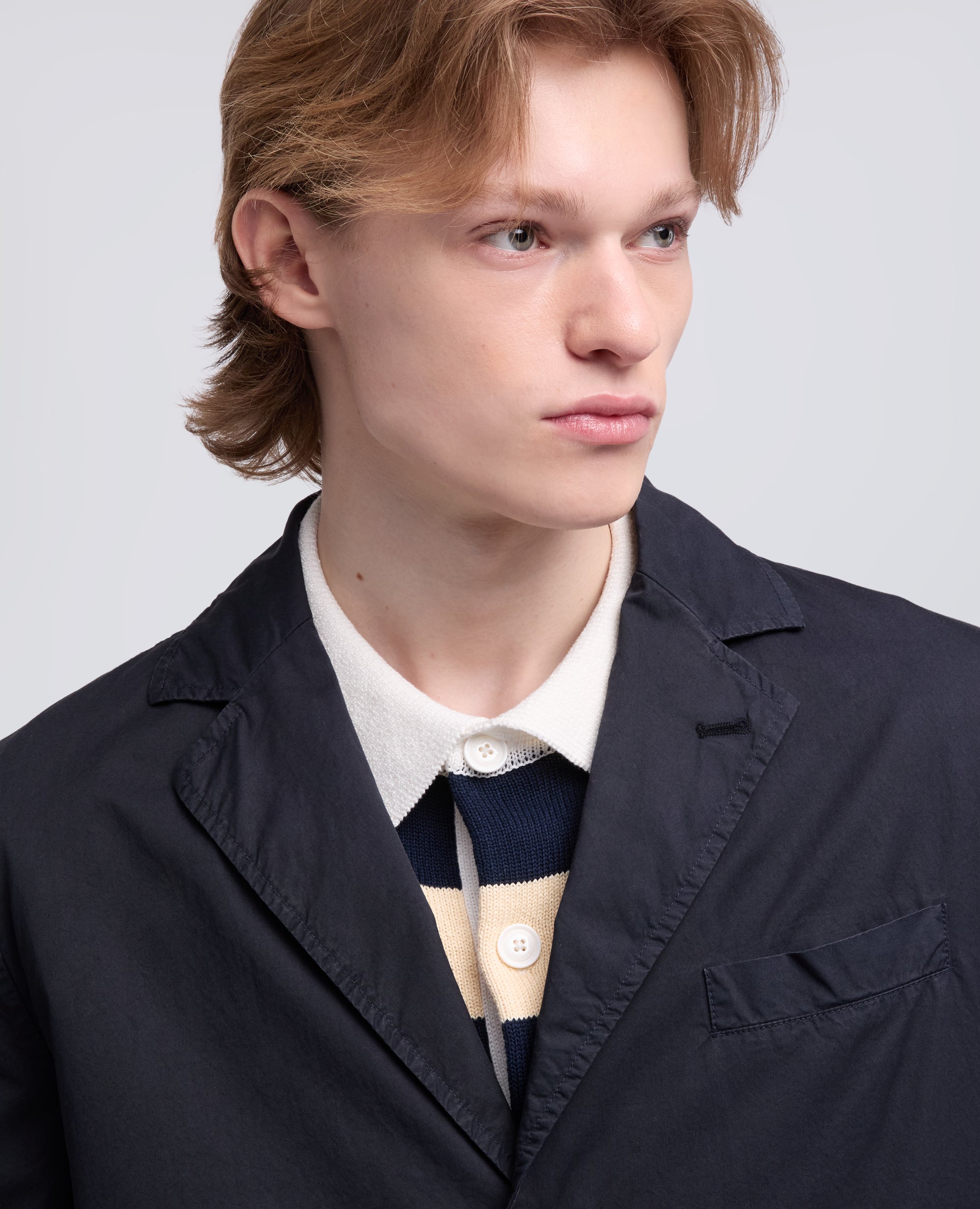 BLAZER IN MICRO TWILL DI COTONE TINTO CAPO-NAVY-NAVY-AZUL MARINO-NAVY-NAVY