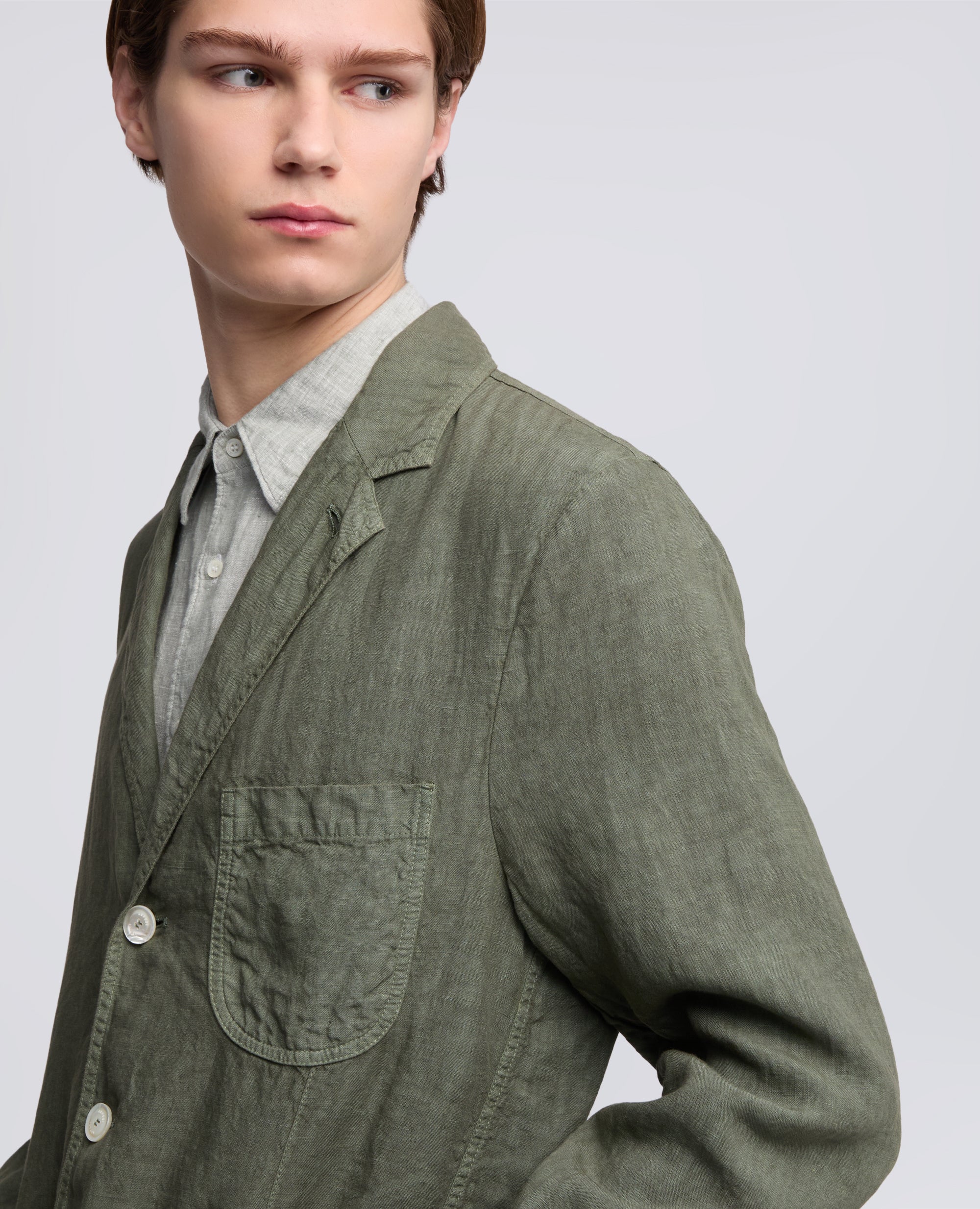 BLAZER SFODERATO IN LINO-VERDE-GREEN-VERDE-GRUN-VERT