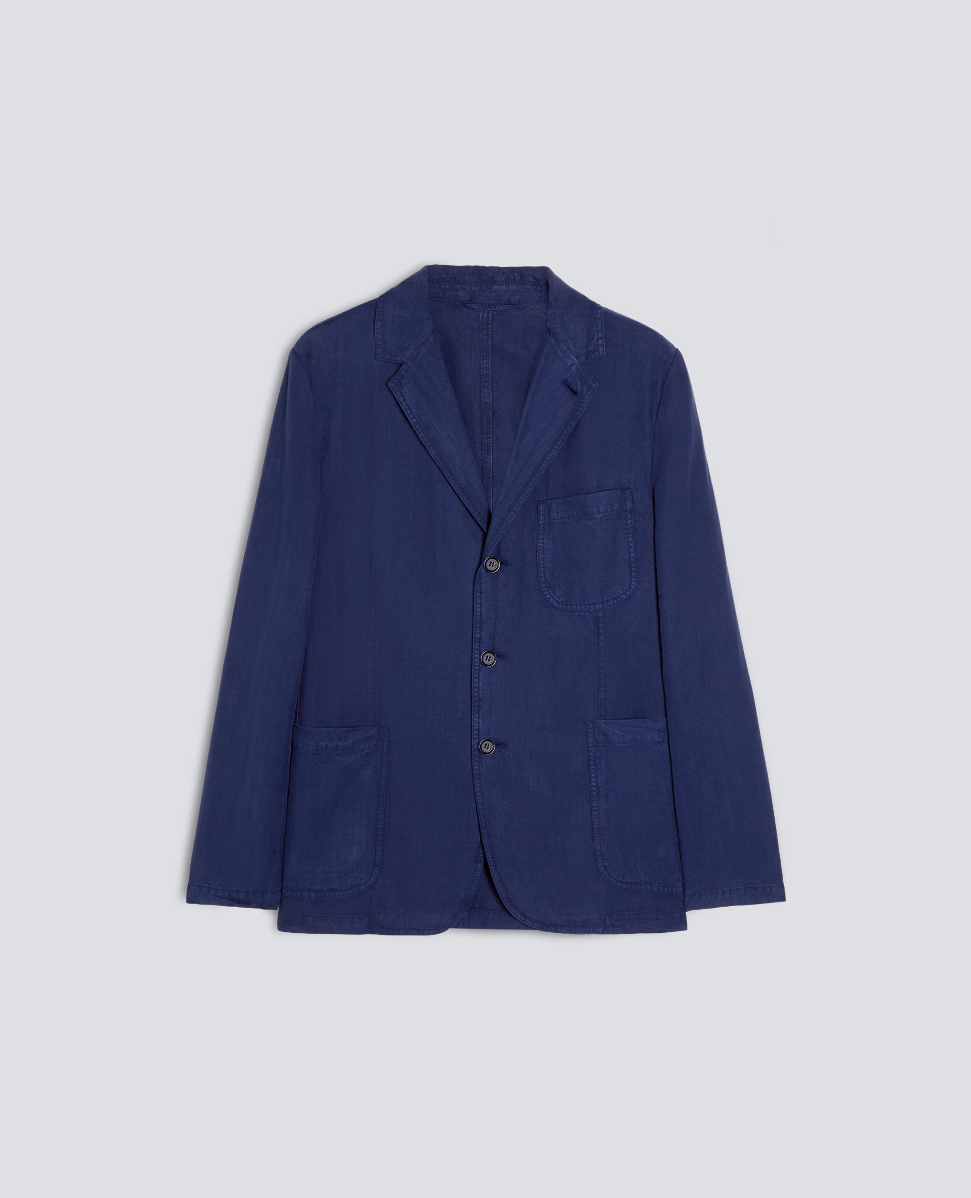 BLAZER SAMURAKI IN SPINA PESCE DI LYOCELL-LINO E COTONE TINTO CAPO-BLUETTE-LIGHT BLUE-AZUL CLARO-HELLBLAU-BLEU
