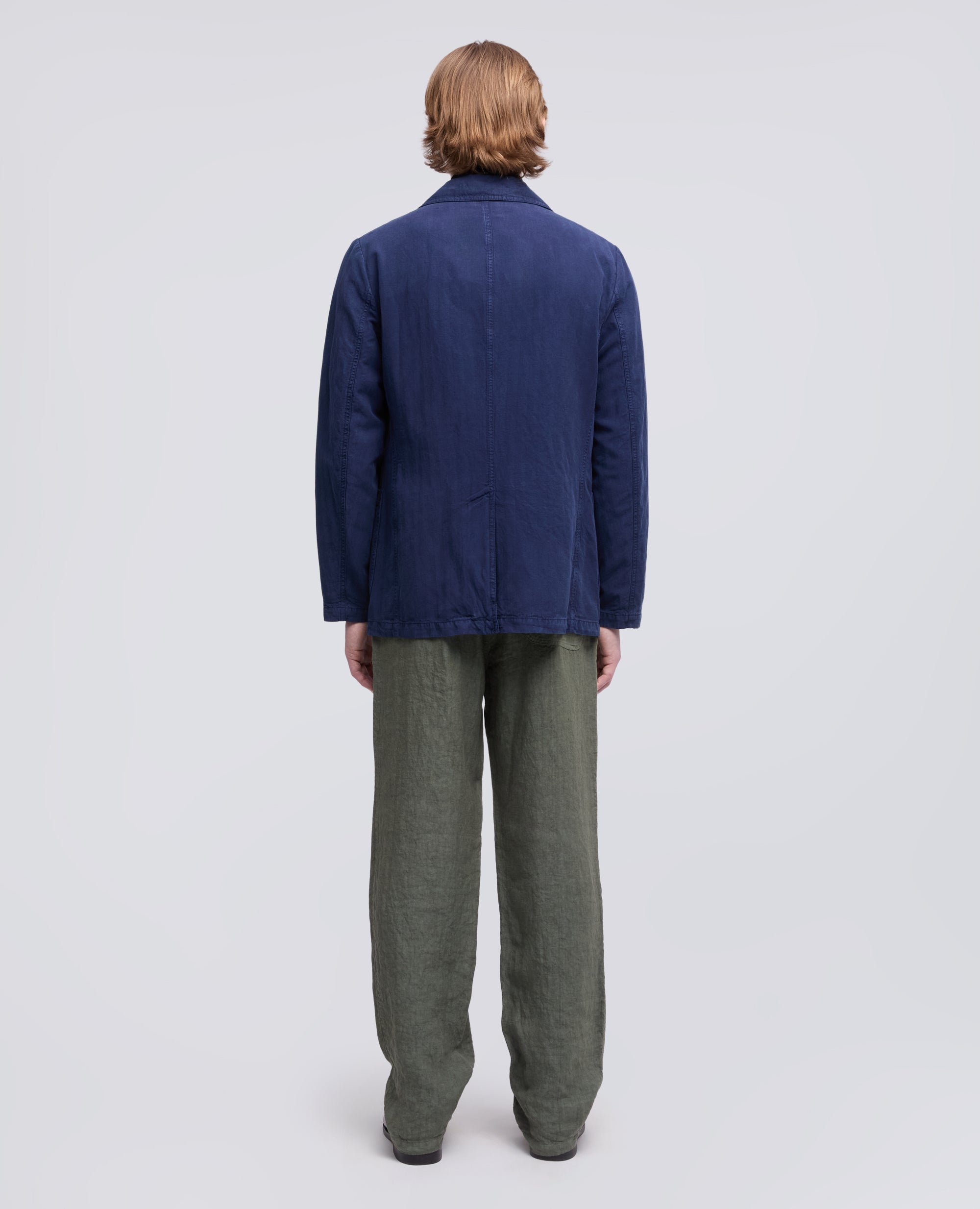 BLAZER SAMURAKI IN SPINA PESCE DI LYOCELL-LINO E COTONE TINTO CAPO-BLUETTE-LIGHT BLUE-AZUL CLARO-HELLBLAU-BLEU