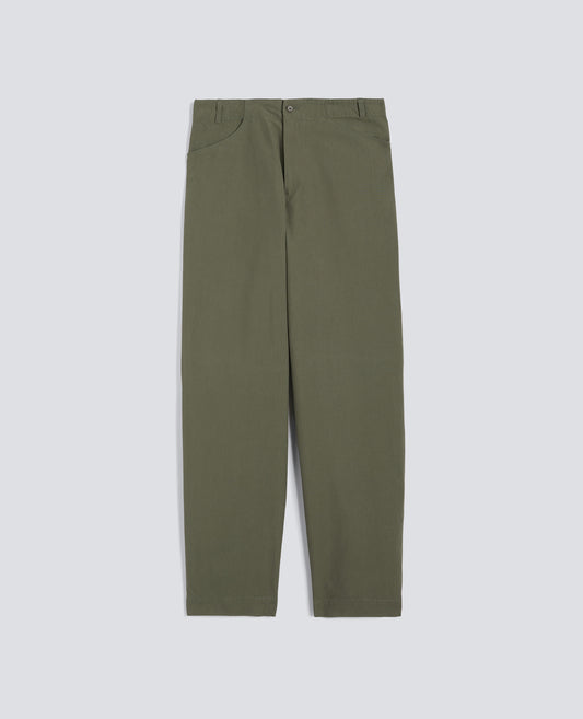 PANTALONE IN CANVAS DI COTONE TINTO PEZZA-OLIVA-OLIVE-OLIVA-OLIVEGRUN-VERT OLIVE