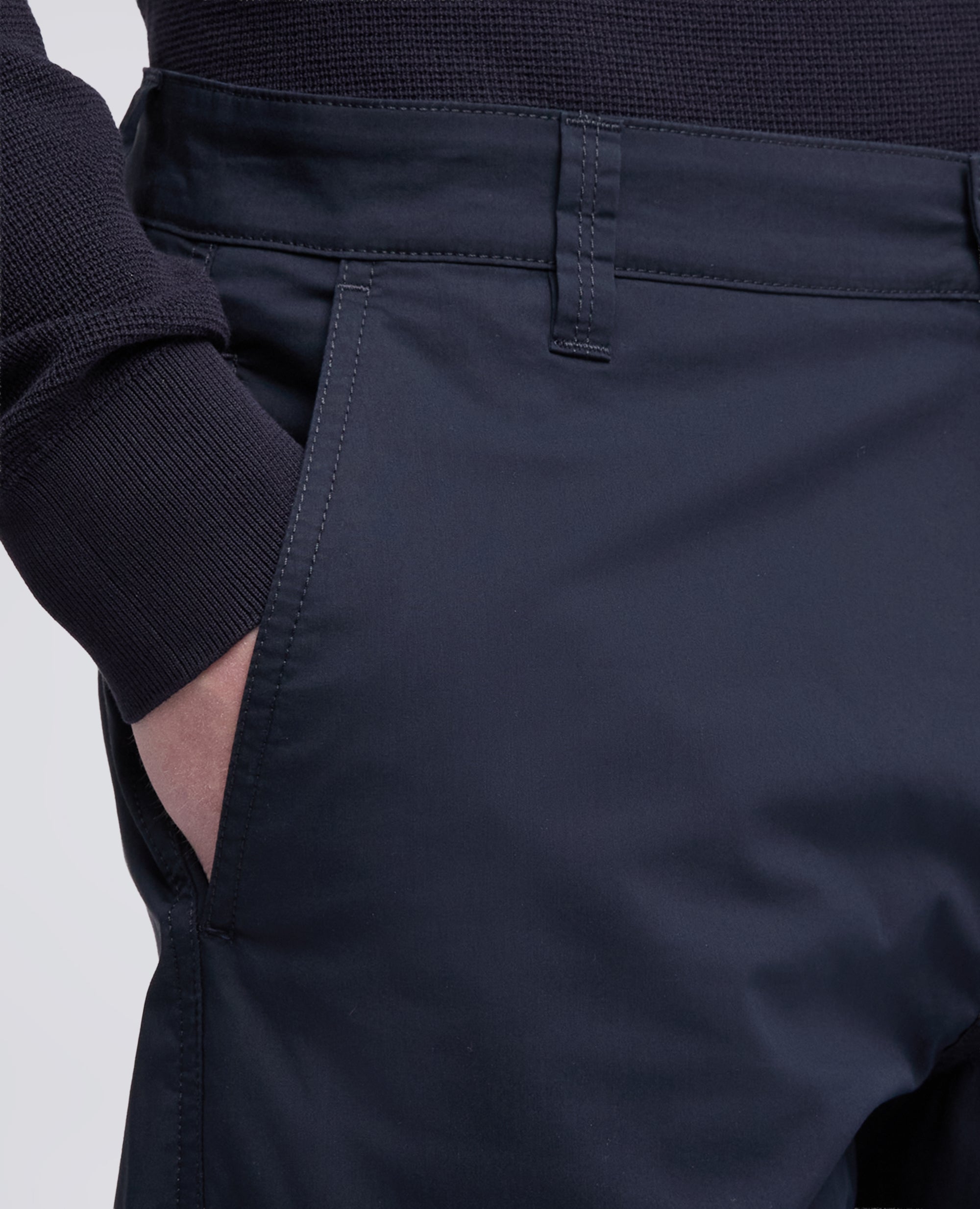 PANTALONE CHINO IN GABARDINA DI COTONE E LINO-NAVY-NAVY-AZUL MARINO-NAVY-NAVY