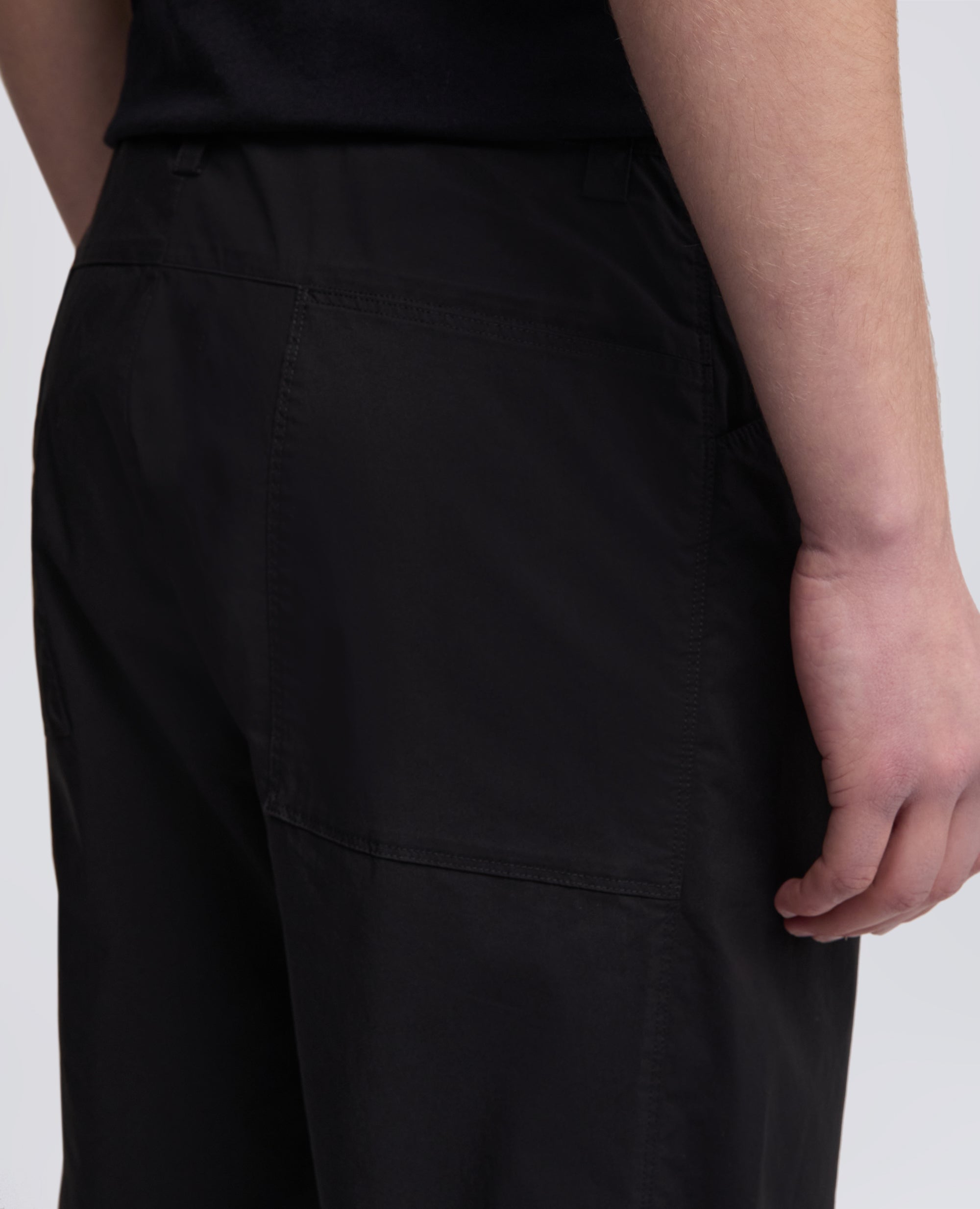 PANTALONE DA TREKKING RIVISITATO IN POPELINE DI COTONE-NERO-BLACK-NEGRO-SCHWARZ-NOIR